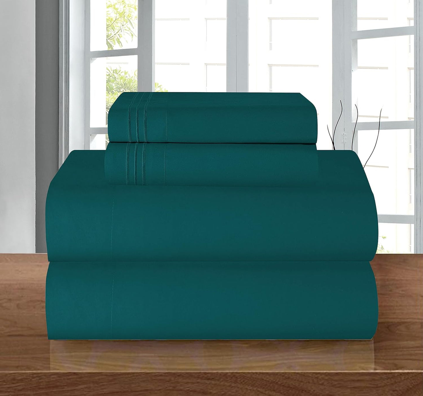 Resistant Coziest Bedding Set, All Around Elastic Fitted Sheet, Deep Pocket up to 16inch, Queen