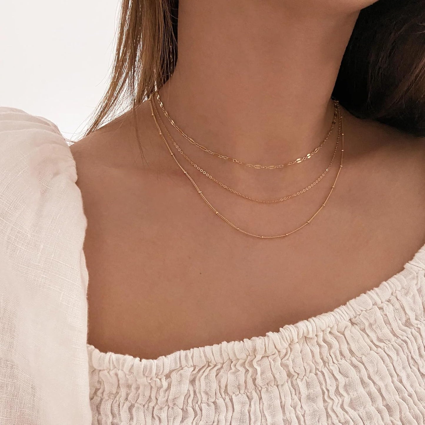 Waterproof Gold Necklace Set: 18K Gold Plated Stainless Steel, Non-Tarnish Layered Chains For Women, Dainty Stackable Jewelry Gift