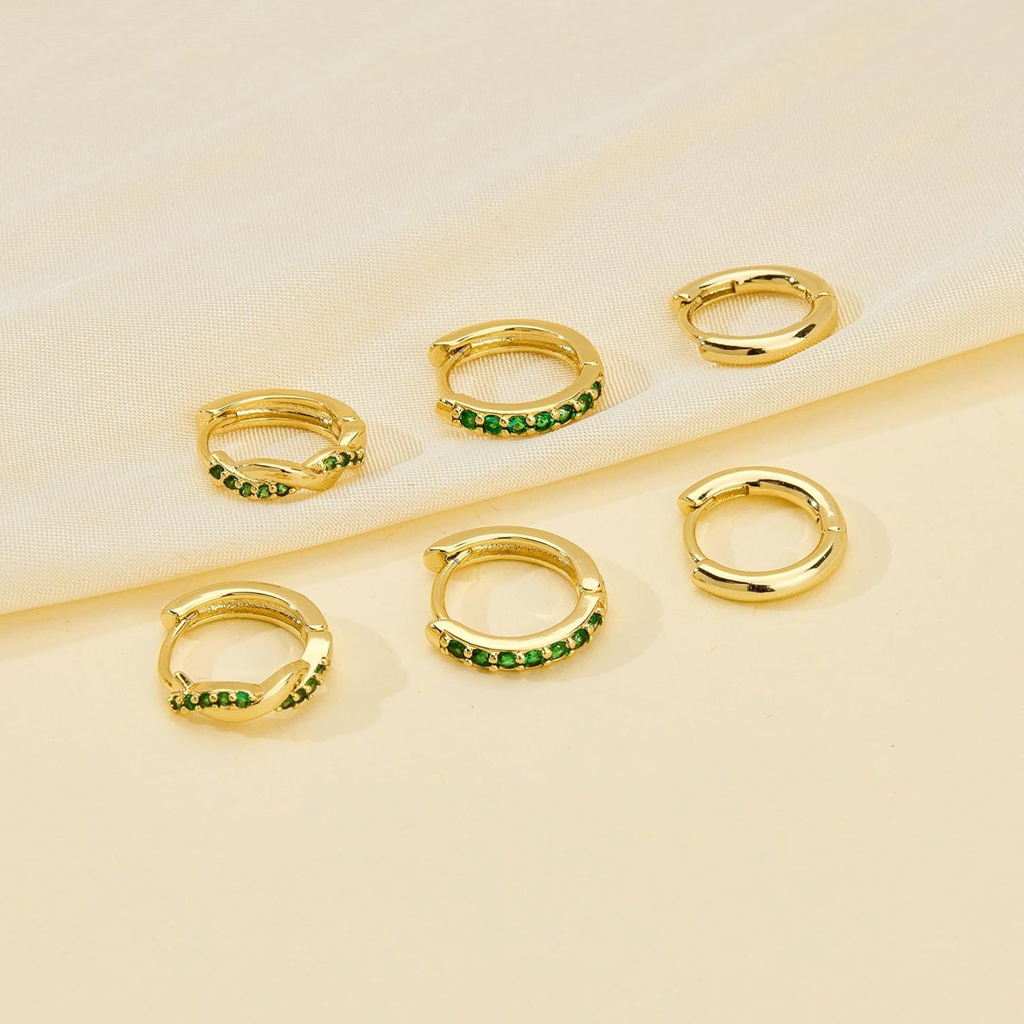 Inerney Gold Huggie Hoop Earrings Set for Women, Dainty Small Sterling Silver Earring Stacks Hypoallergenic Jewelry for Multiple Piercings