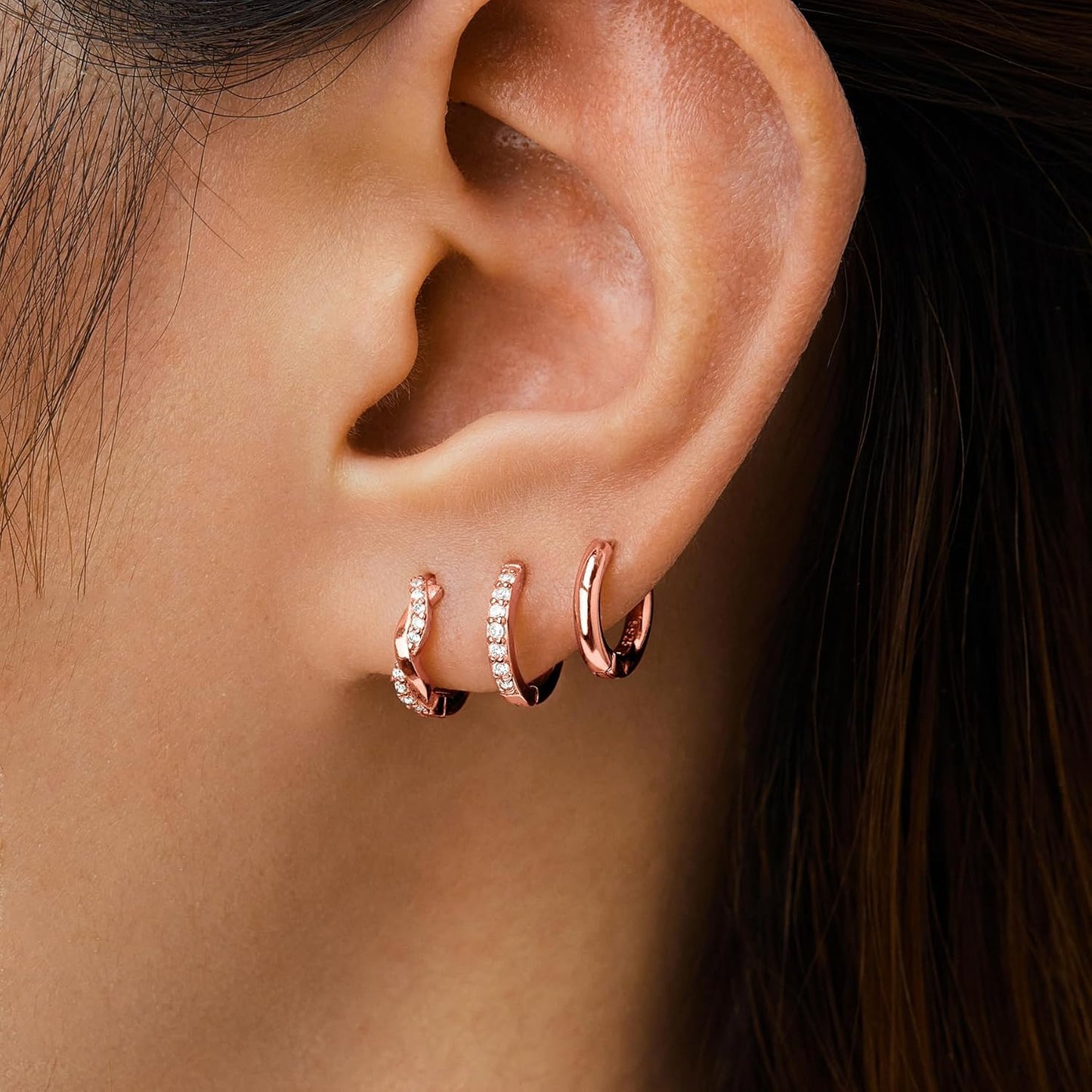 Inerney Gold Huggie Hoop Earrings Set for Women, Dainty Small Sterling Silver Earring Stacks Hypoallergenic Jewelry for Multiple Piercings