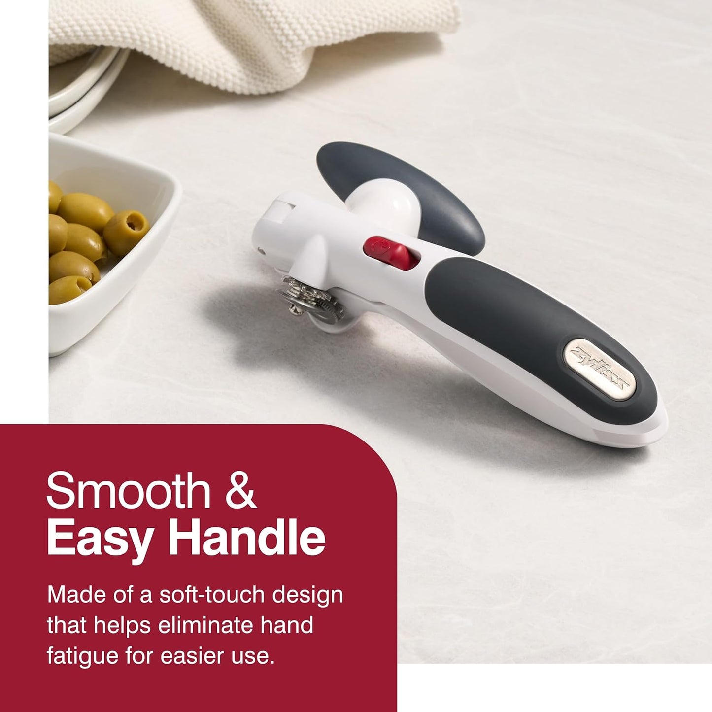 Manual Opener with Locking Mechanism - Easy-to-Turn - Magnetic Can Opener