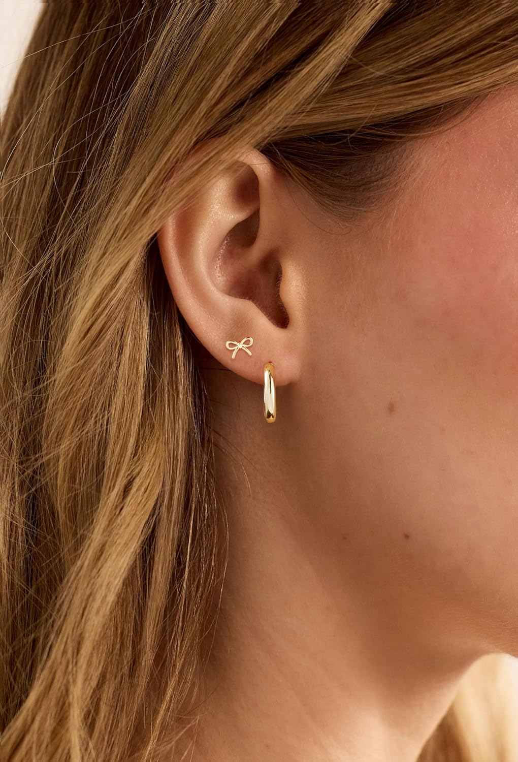 Gold Hoop Earrings Set for Women Trendy, 14K Gold Plated Chunky Hypoallergenic Small Diamond Cartilage Hoops Cute Cubic