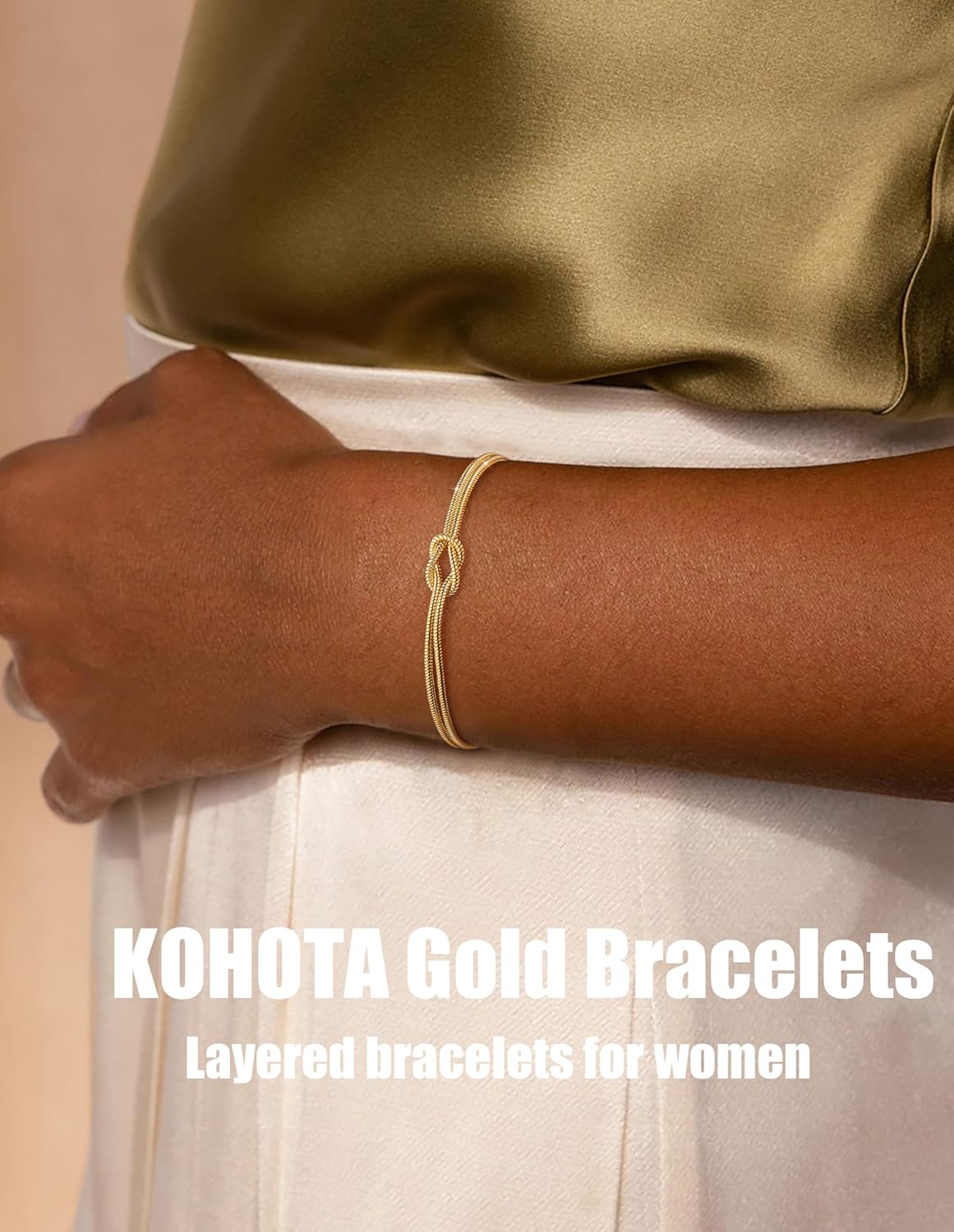 Gold Bracelets for Women Trendy 14K Gold Plated Bracelet for Women Non Tarnish Dainty Stackable Layered