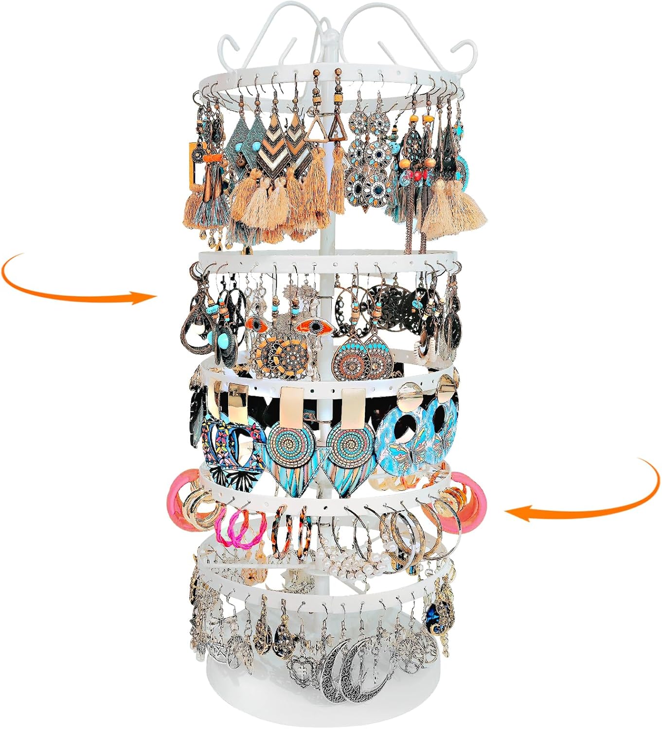 360 Rotating Earring Holder Organizer Stand,5 Tiers Acrylic Jewelry Organizers and Storage,228 Holes and 232 Grooves