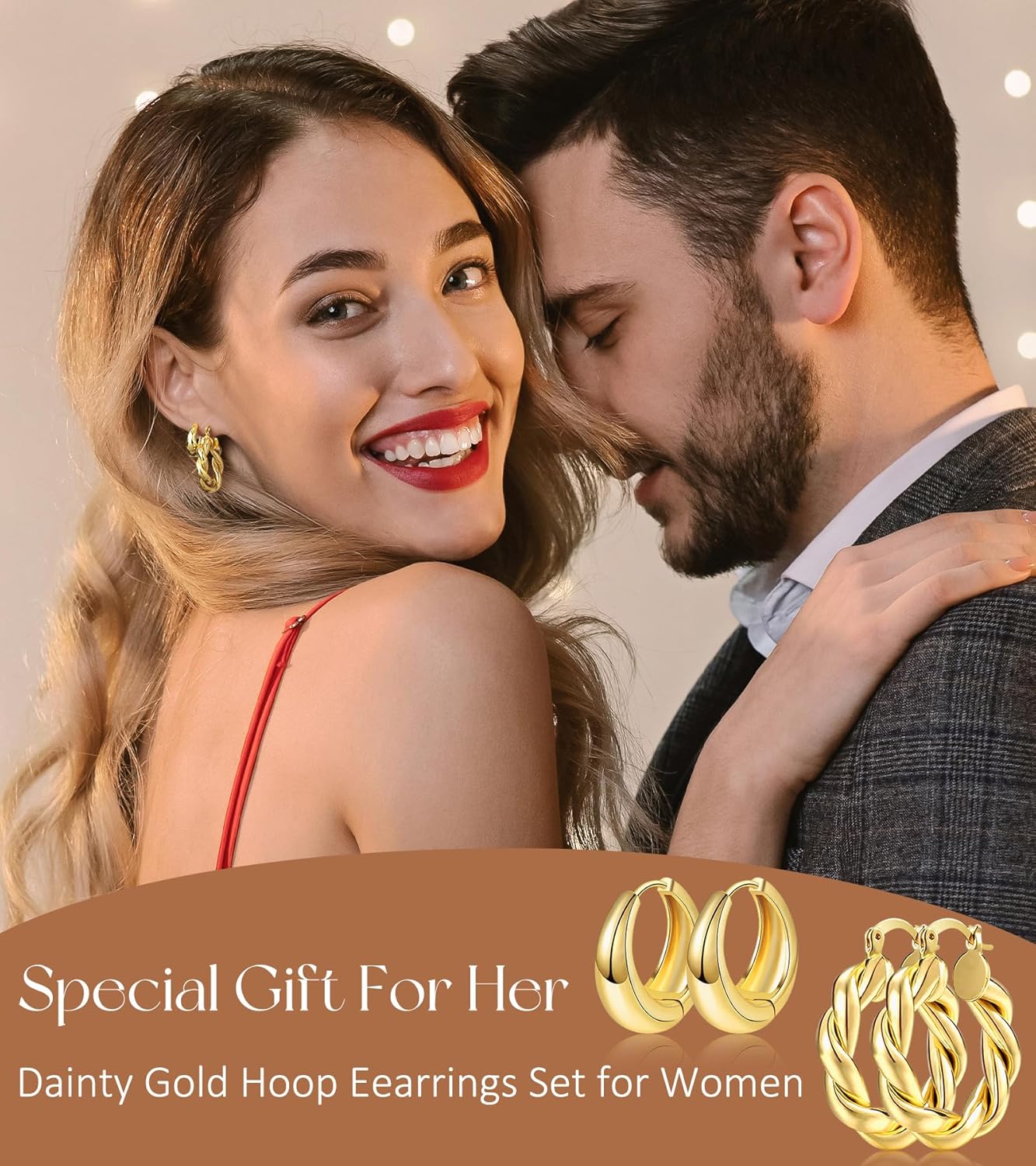 9 Pairs Gold Hoop Earrings Set for Womens Twisted Huggie Hoops Earrings 14K 18K Gold Plated for Girls Valentines Mother's
