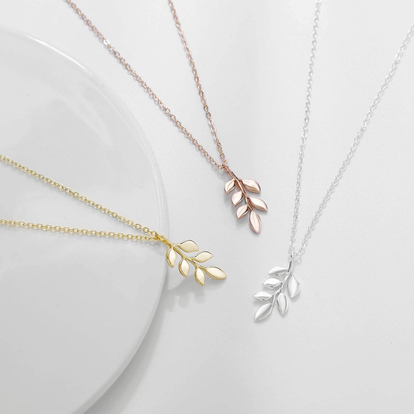 Dainty Gold Necklace - 14K Gold Plated Heart, Star & CZ Leaf Pendant, Everyday Minimalist Jewelry for Women