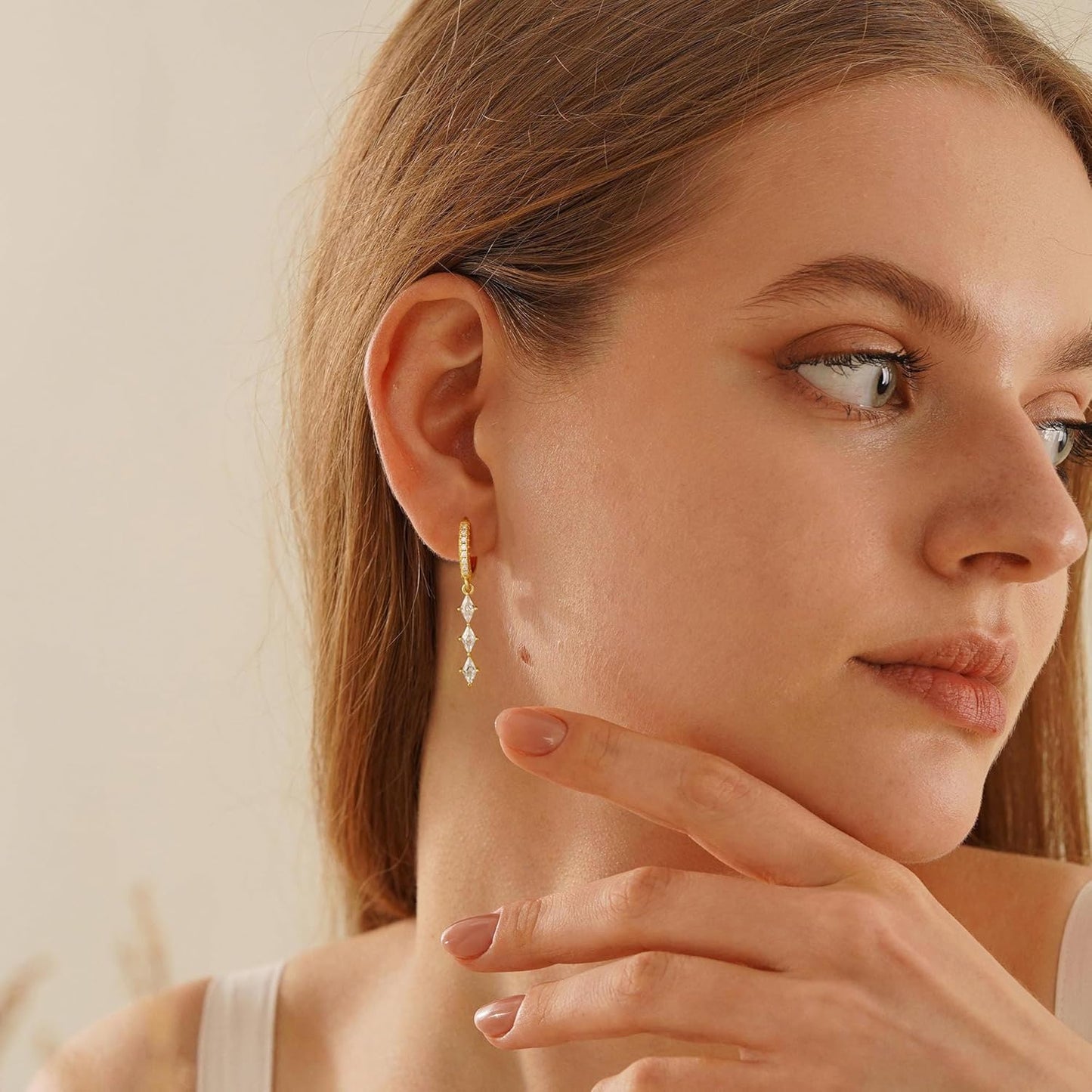 Dangle Earrings for Women 14K Gold Plated Dangly Dangling Earrings Dainty Trendy Drop Hypoallergenic Square