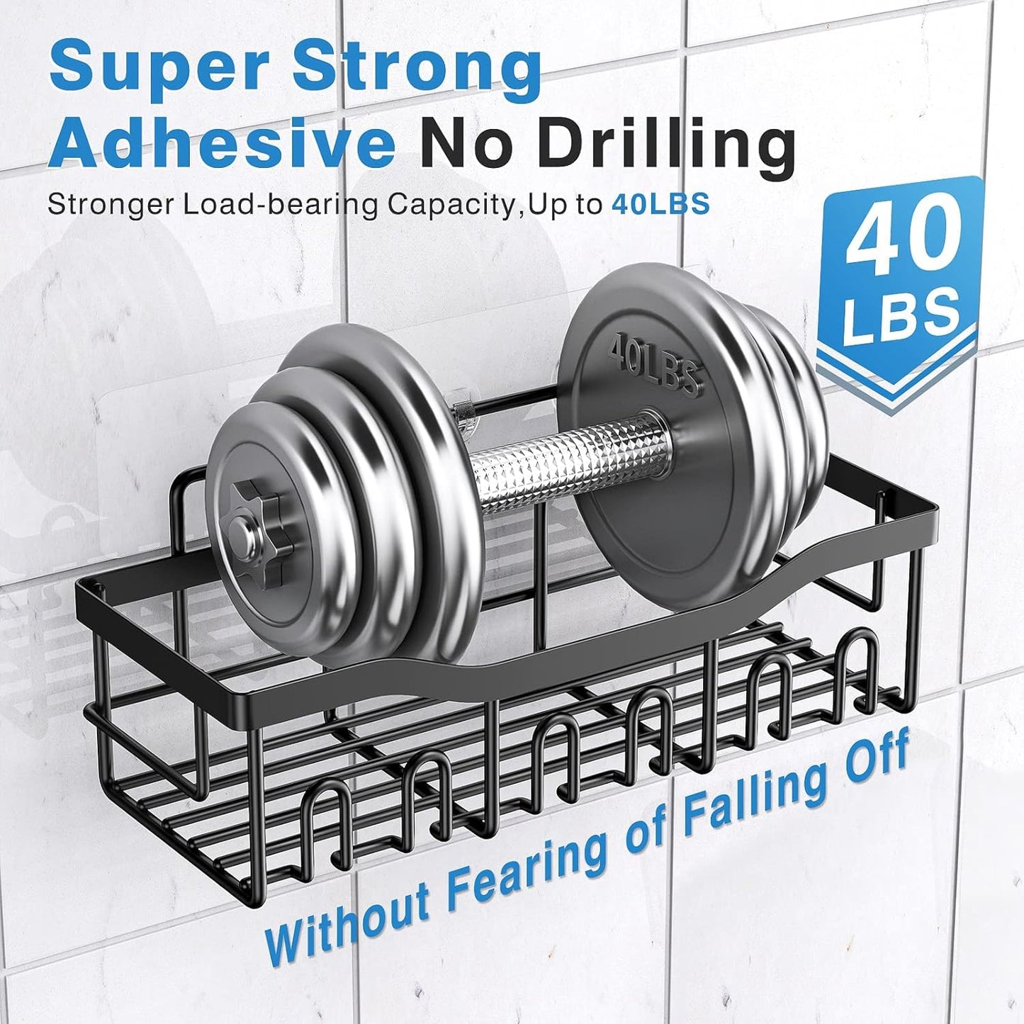 Adhesive Shower Caddy, 5 Pack Rustproof Stainless Steel Bath Organizers , No Drilling Shelves