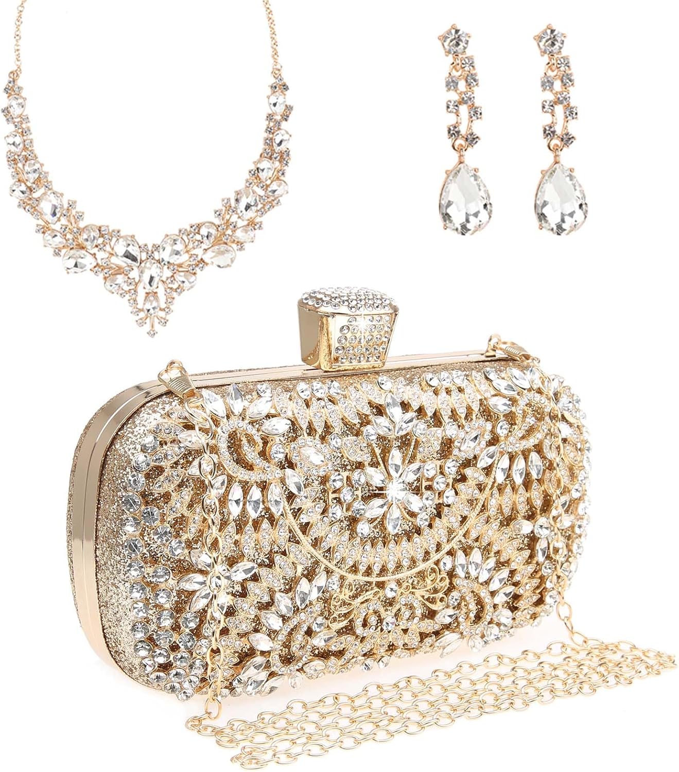 Sparkly Rhinestone Crystal Clutch Bag Glitter Sequin Bridal Purse Evening Handbag for Wedding Party Prom