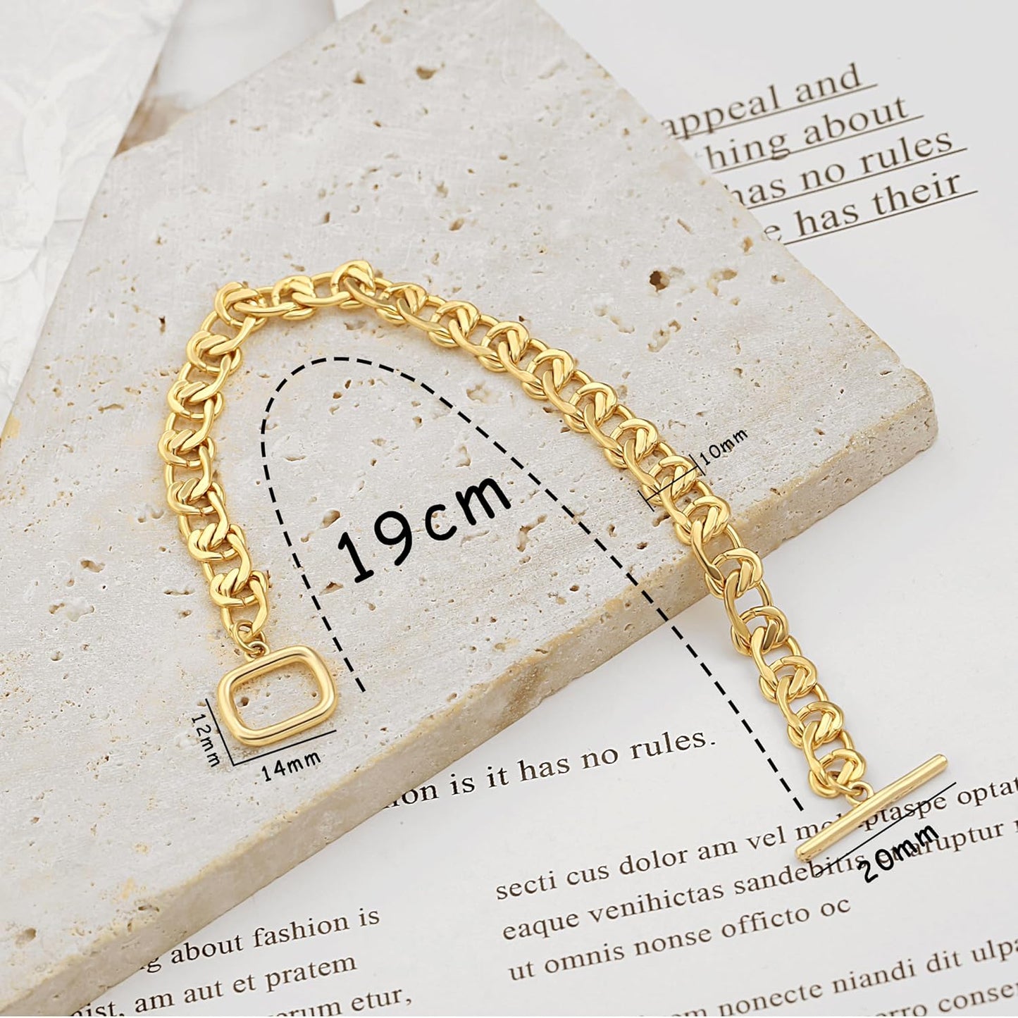 18k Gold Plated Personalized Chunky Cuban Oval Link Chain Bracelets for Men Toggle Rope Bracelet Jewelry for Women