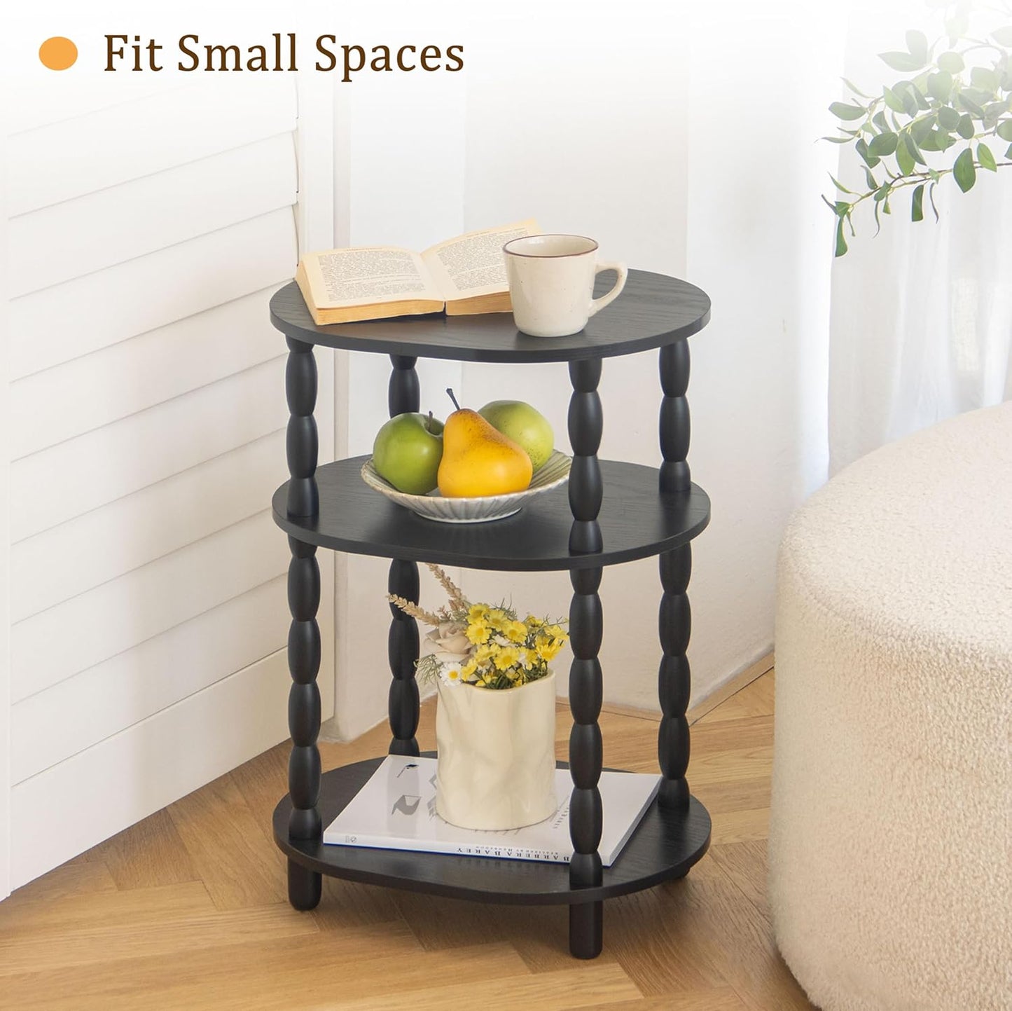 3-Tier Small Oval End Table, Modern Night Stand Wood Accent Table for Living Room