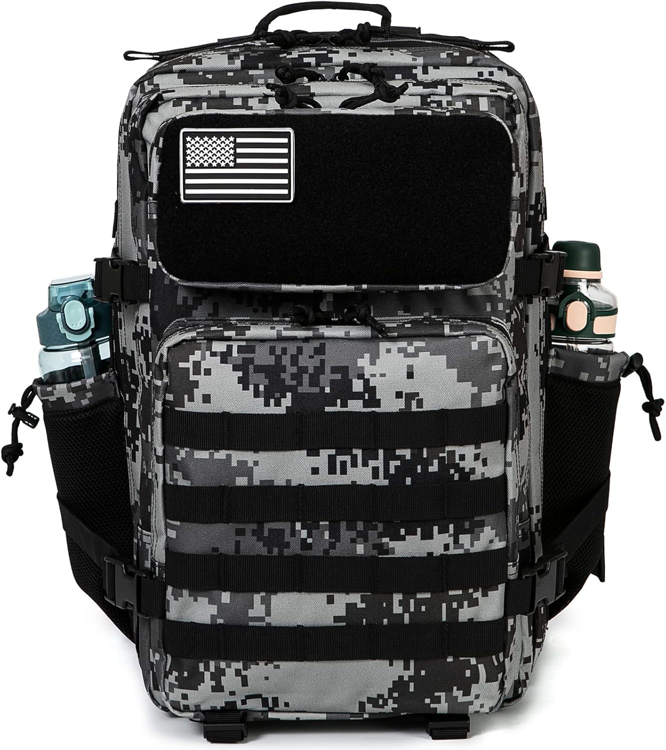 45L Military Tactical Backpack For Men Molle  Out Bag Hiking Rucksack With Bottle Holder