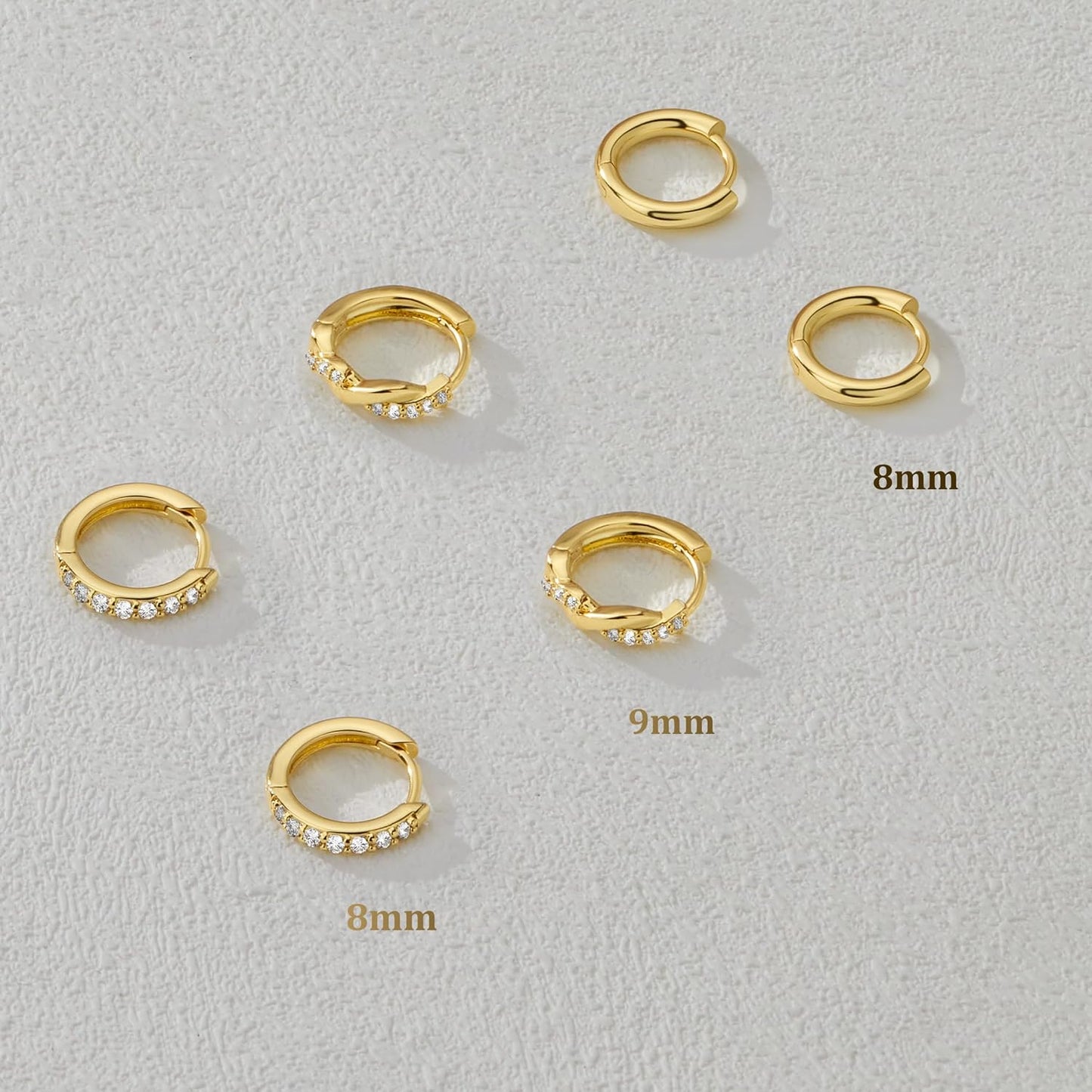 Inerney Gold Huggie Hoop Earrings Set for Women, Dainty Small Sterling Silver Earring Stacks Hypoallergenic Jewelry for Multiple Piercings