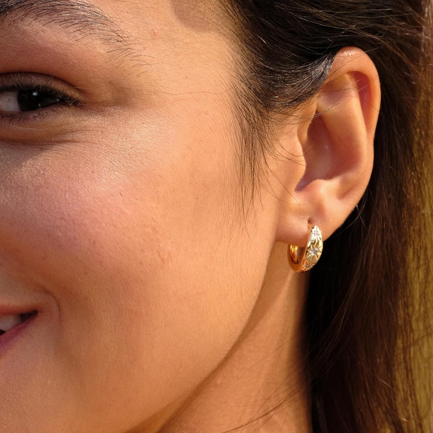 Cubic Zirconia Huggie Earrings 14k Gold Plated Tiny Earrings Small Huggie Hoop Earrings Simple Lightweight Hoops Gift for Women