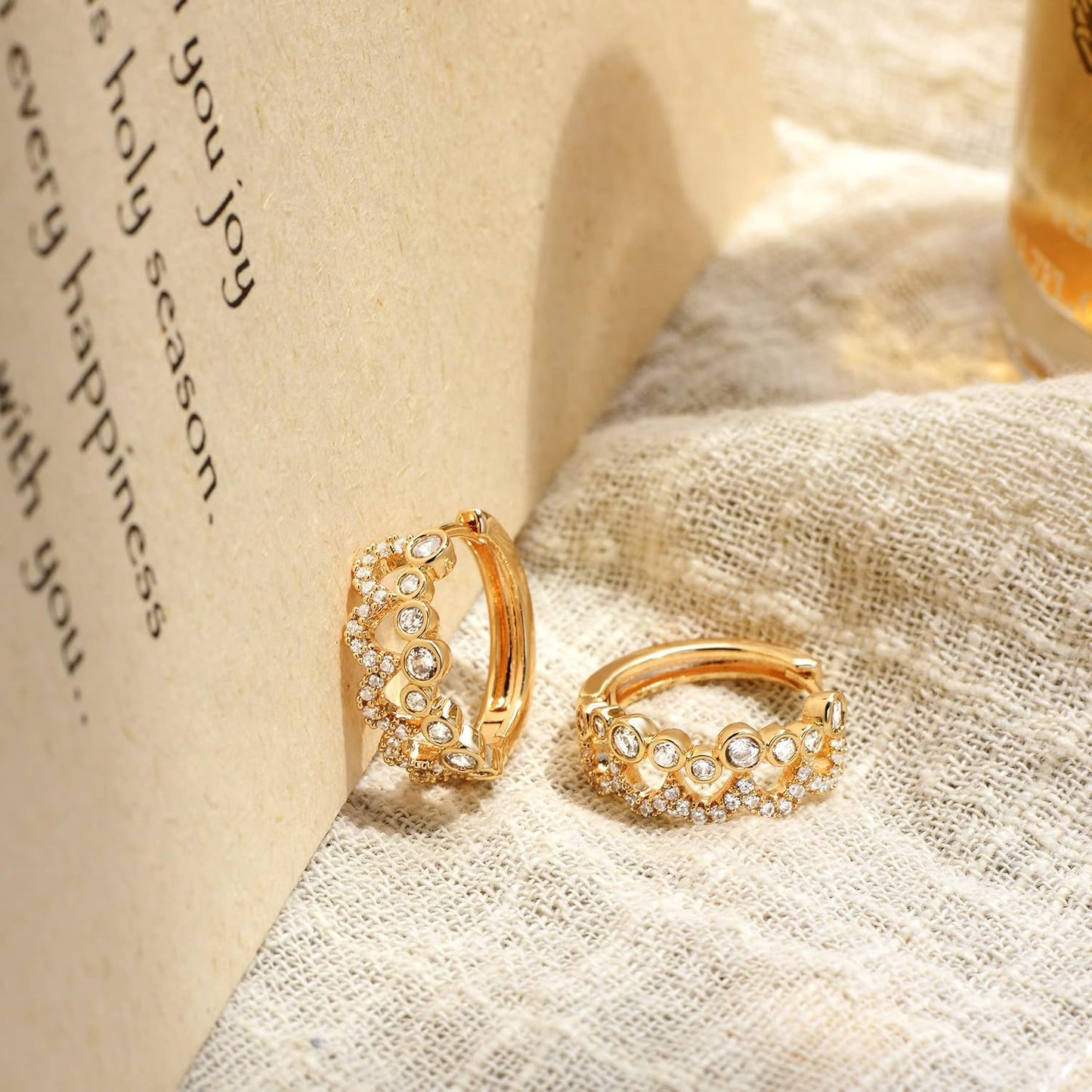 Cubic Zirconia Huggie Earrings 14k Gold Plated Tiny Earrings Small Huggie Hoop Earrings Simple Lightweight Hoops Gift for Women