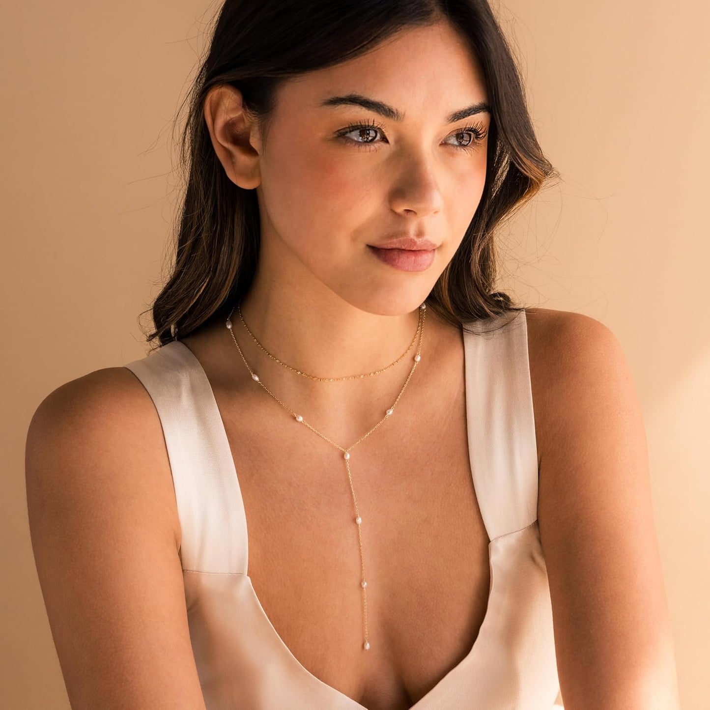 Dainty Y-Shape Lariat Body Chain: 14K Gold Plated Non-Tarnish Layered Necklace & Choker Set for Women