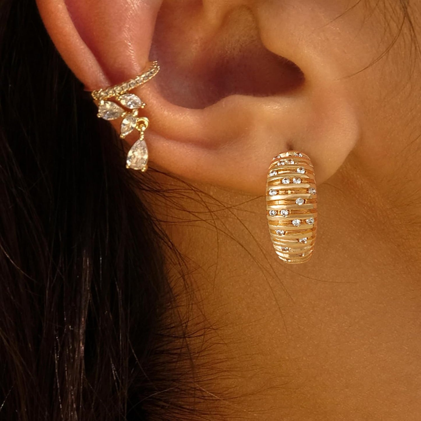 Cubic Zirconia Huggie Earrings 14k Gold Plated Tiny Earrings Small Huggie Hoop Earrings Simple Lightweight Hoops Gift for Women