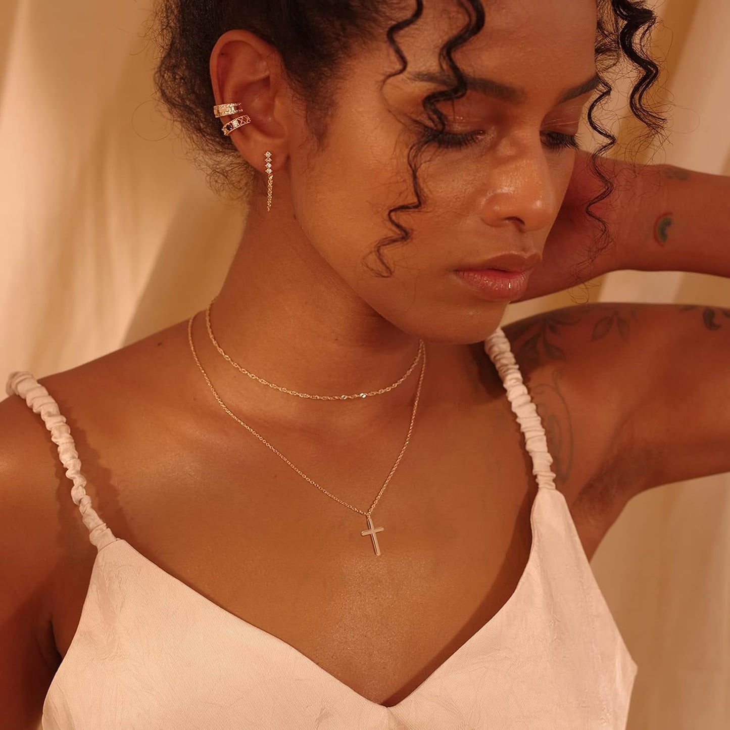 14K Gold Plated Cross Necklace - Minimalist Faith Pendant with Dainty Chain, Religious Jewelry