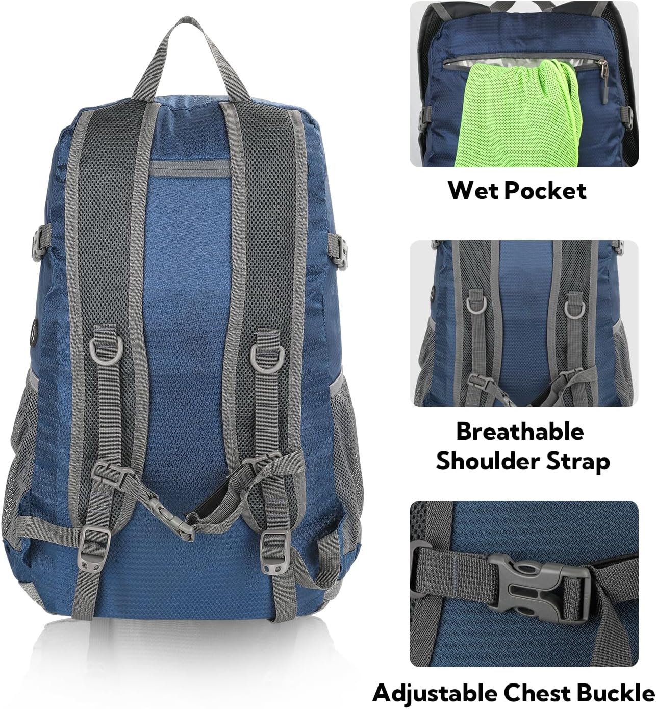 Lightweight Packable Hiking Backpack: 30L Foldable Travel Daypack Ultralight Camping Day Pack for Woman Man