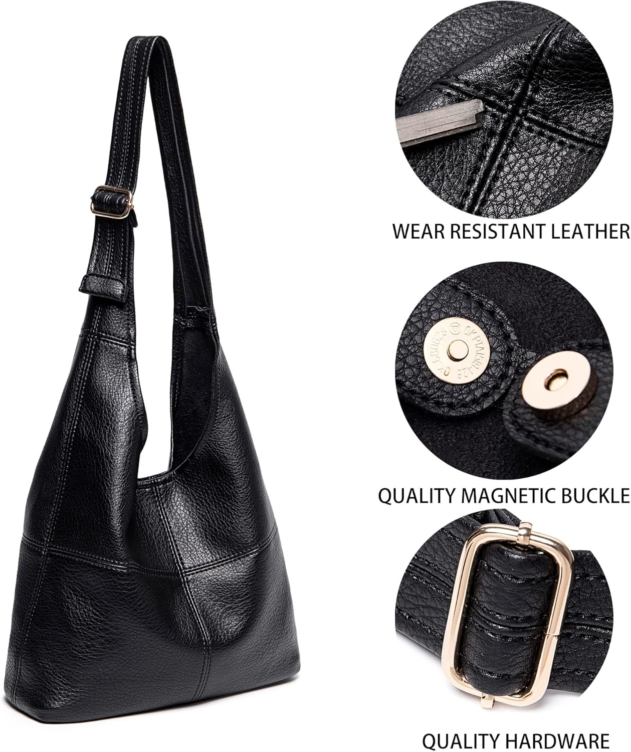 Hobo Bags Purse for Women Ultra Soft Foldable Shoulder Slouchy Handbags with Cosmetic bag