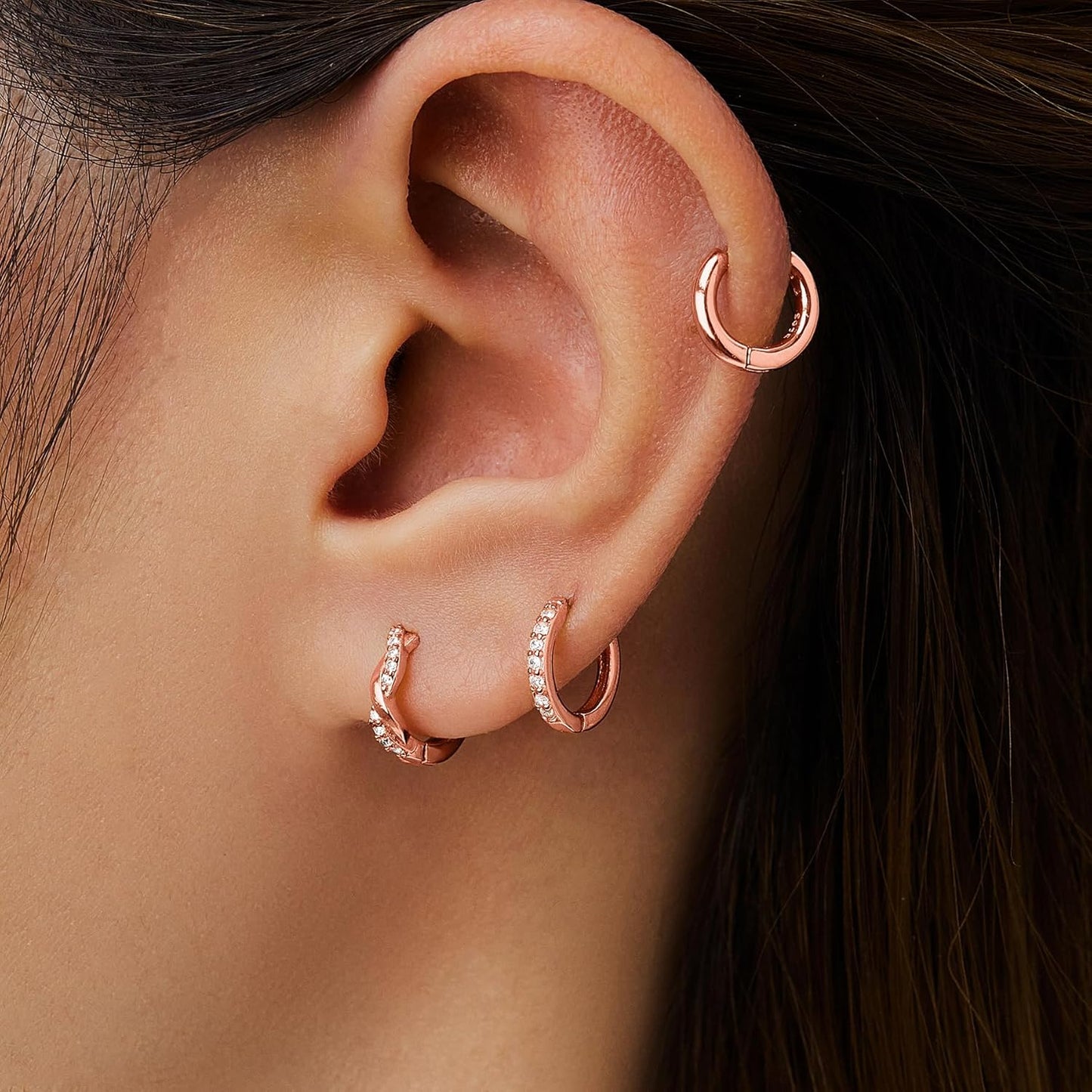 Inerney Gold Huggie Hoop Earrings Set for Women, Dainty Small Sterling Silver Earring Stacks Hypoallergenic Jewelry for Multiple Piercings