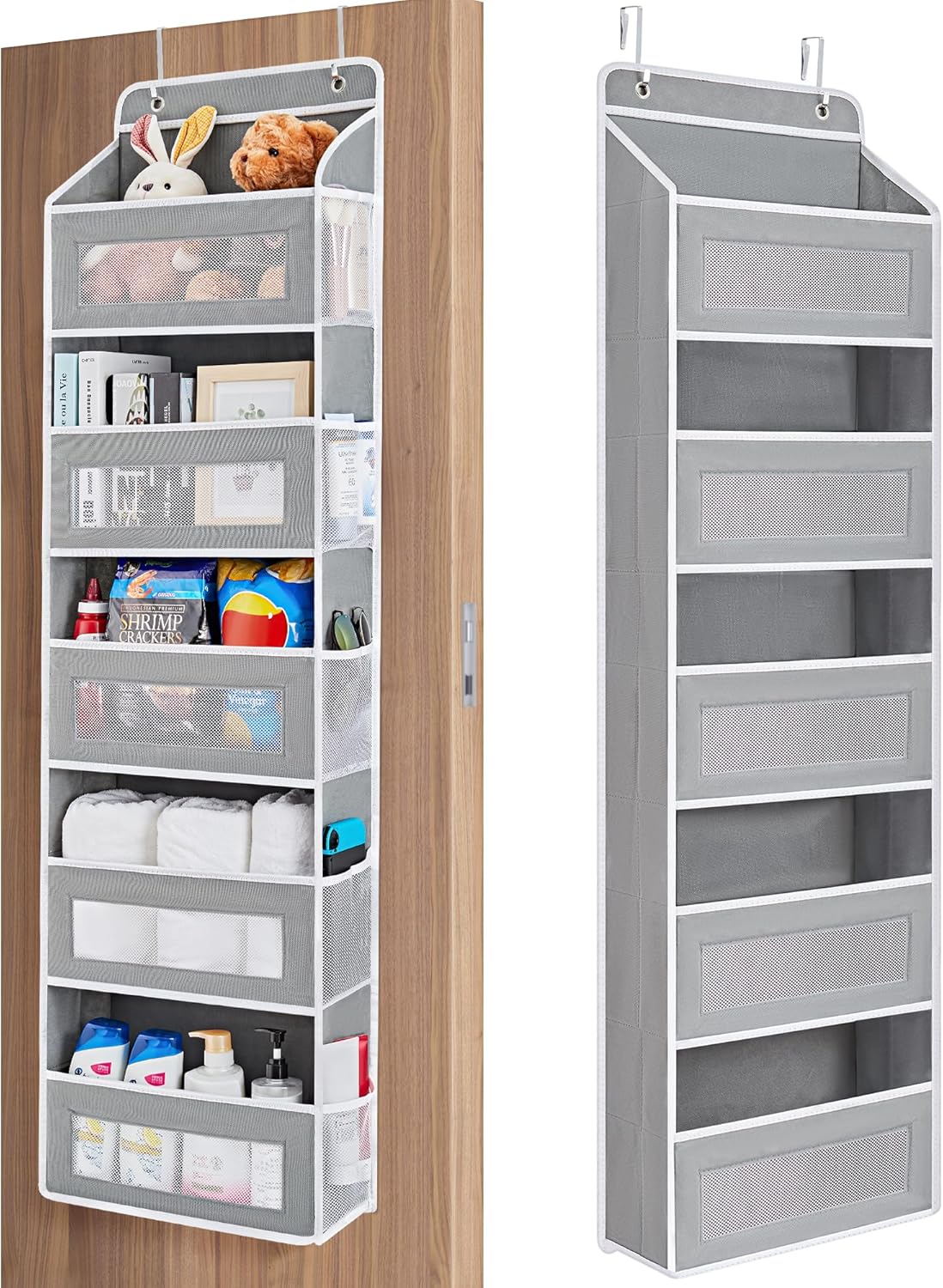 Over The Door Organizer Storage, 5 Shelf Hanging Door Organizer with 5 Large Capacity Pockets
