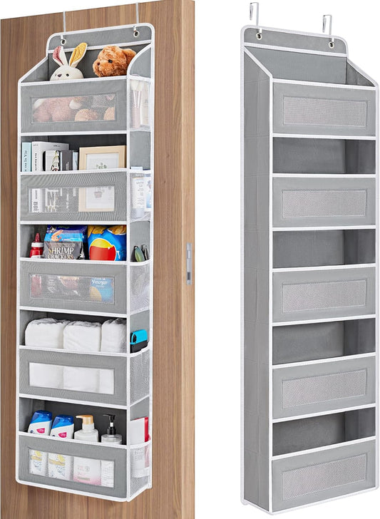 Over The Door Organizer Storage, 5 Shelf Hanging Door Organizer with 5 Large Capacity Pockets