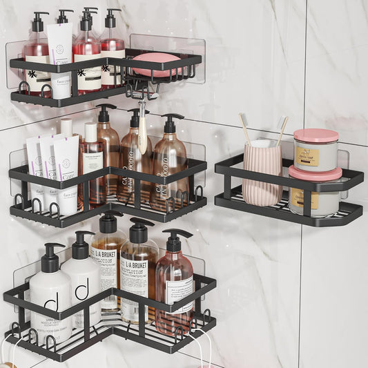 Shower Caddy Corner with Soap Holder, No Drilling Shower , Adhesive Shower Organizer, 4-Pack