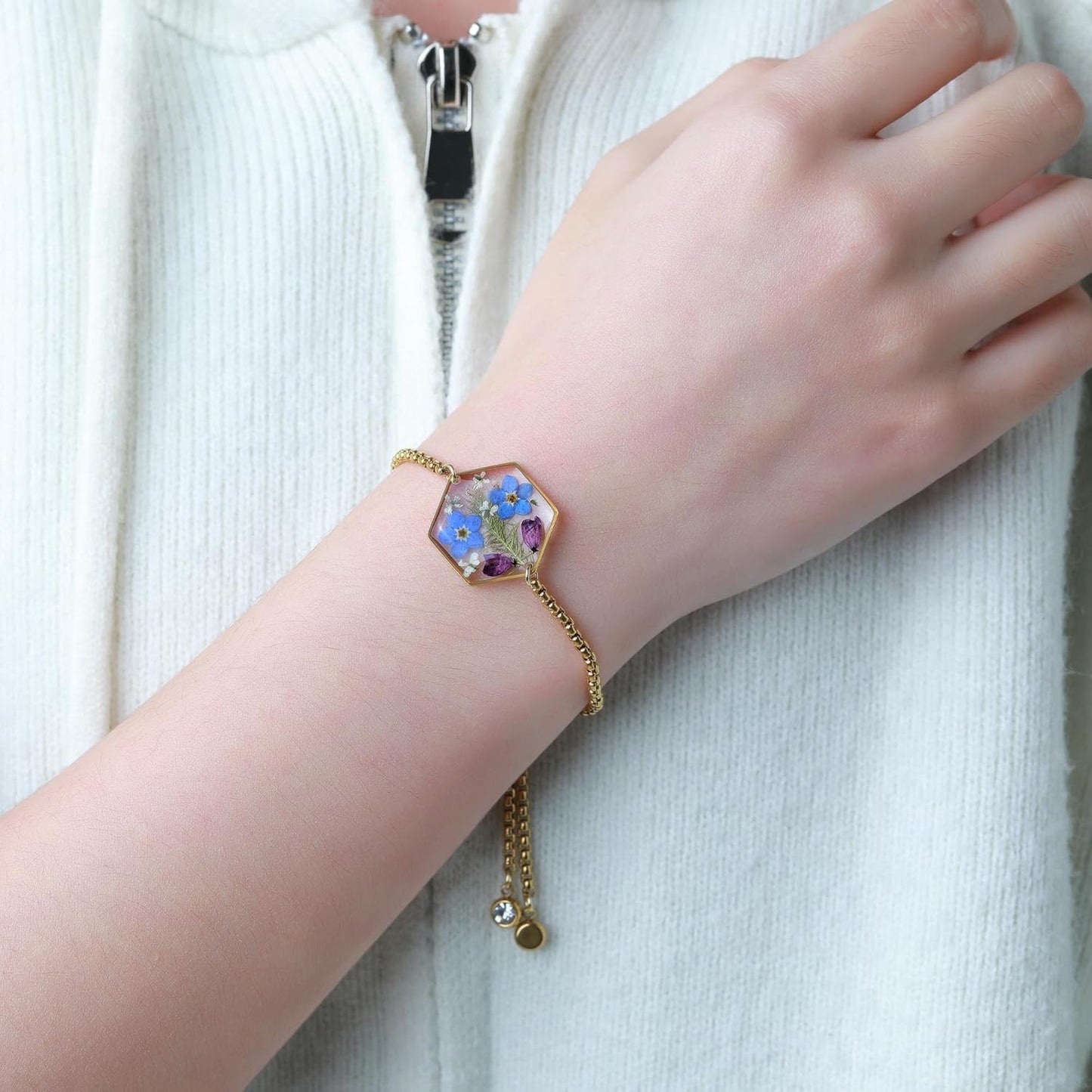 Pressed Wildflower Bracelet | Pressed Flower Bracelet | Gold/Silver Pressed Flower Jewelry | Personalized Handmade Jewelry