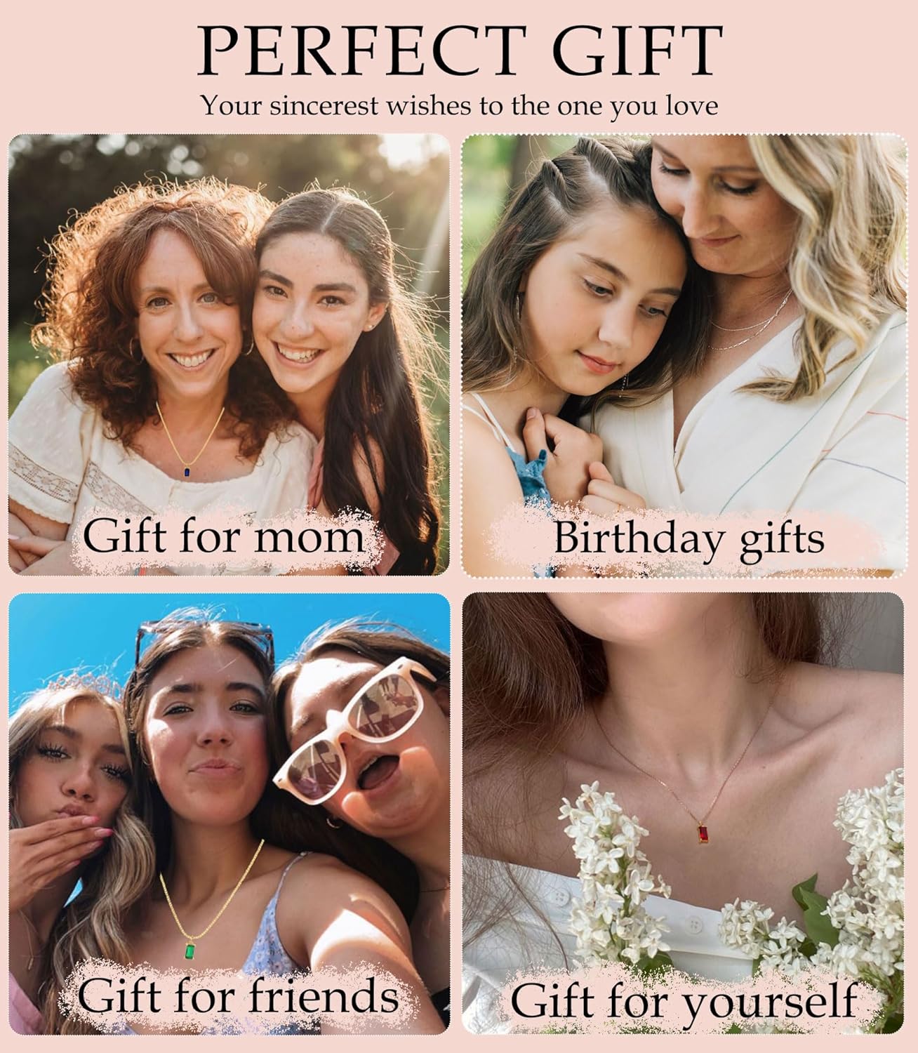 Emerald Birthstone Necklace, 14K Gold Plated Dainty Pendant for Women & Mothers, Green Cubic Zirconia Birthday Gift Jewelry