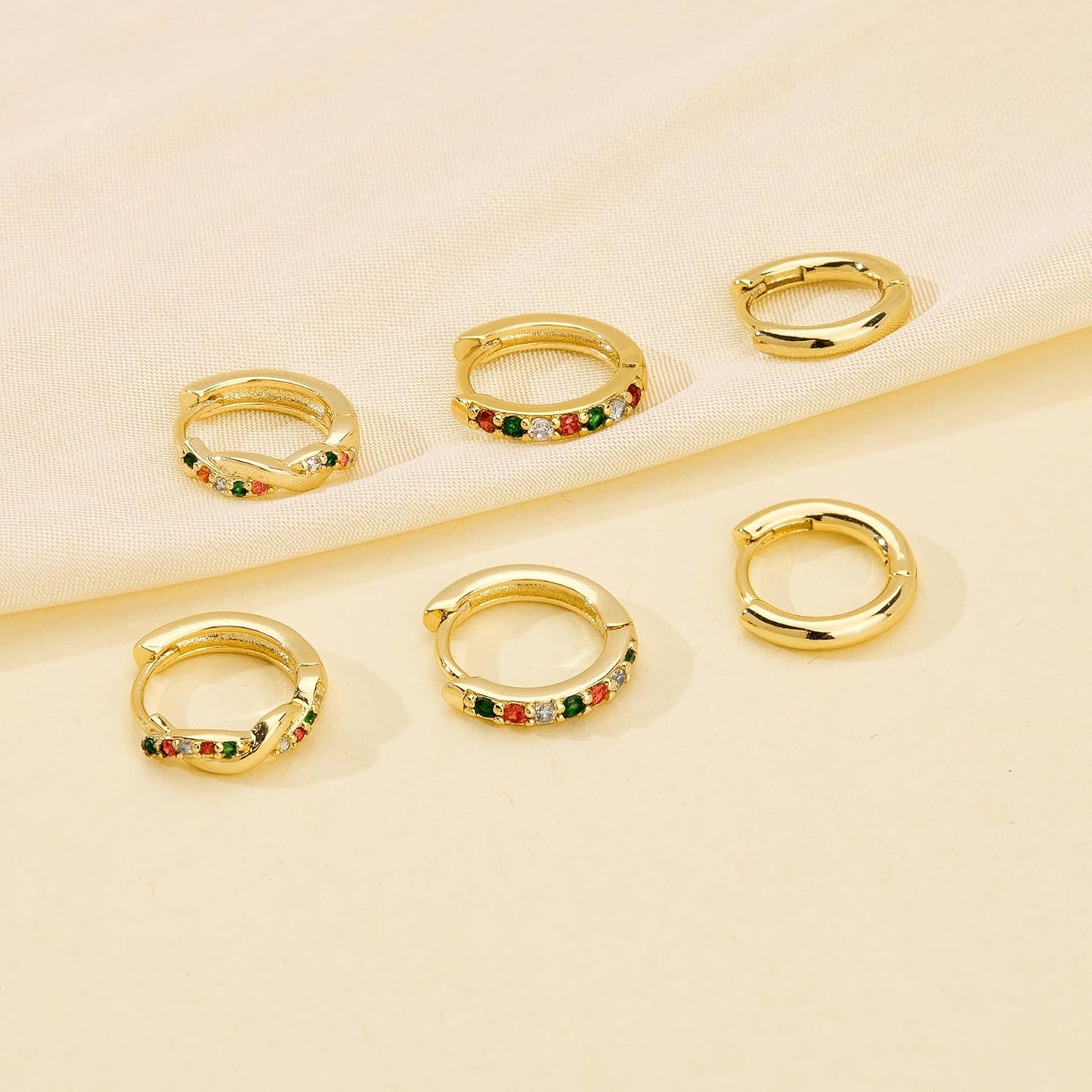 Inerney Gold Huggie Hoop Earrings Set for Women, Dainty Small Sterling Silver Earring Stacks Hypoallergenic Jewelry for Multiple Piercings