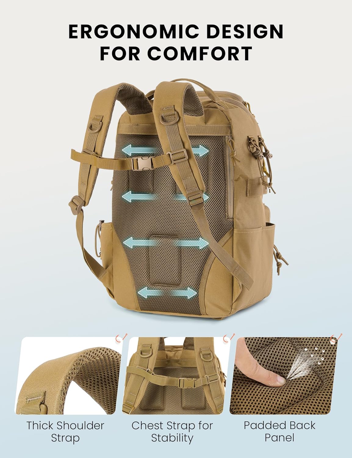 Tackle Backpack Fishing Bags with Rod Holder, 40L Water-Resistant Tackle Box Storage Bag