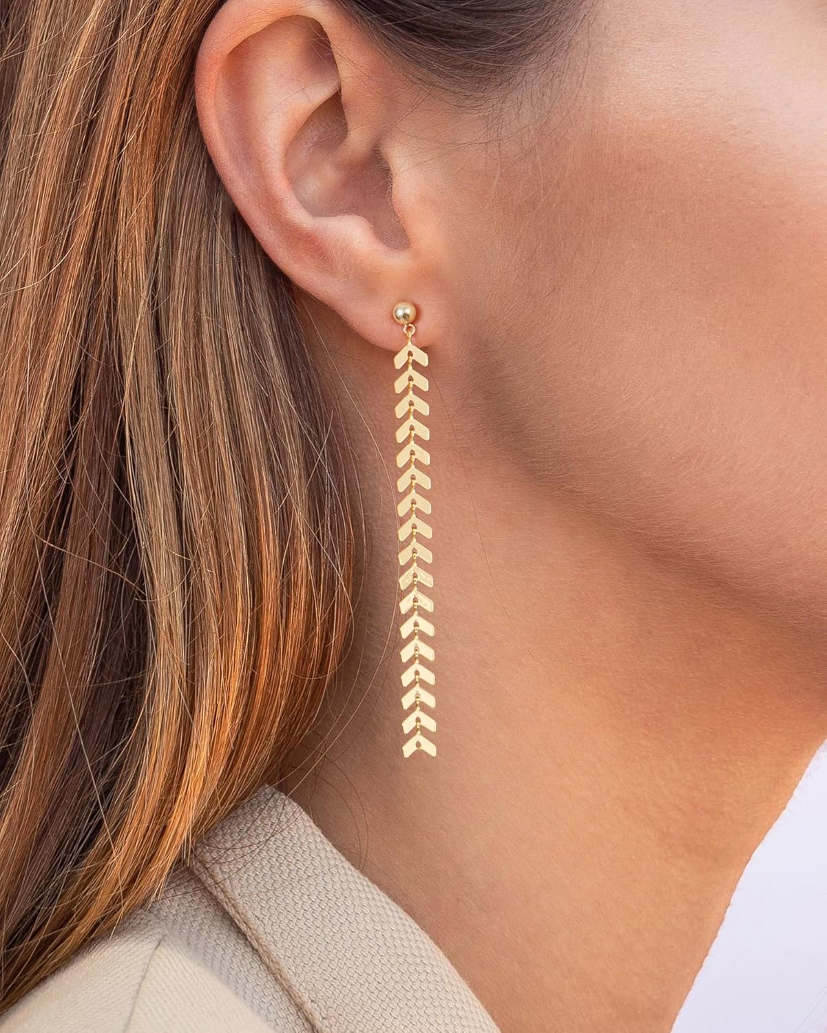 Dangle Earrings for Women- 14K Gold Plated Butterfly Heart Star Hoop Chain Tassel Design Long Dangle Earrings