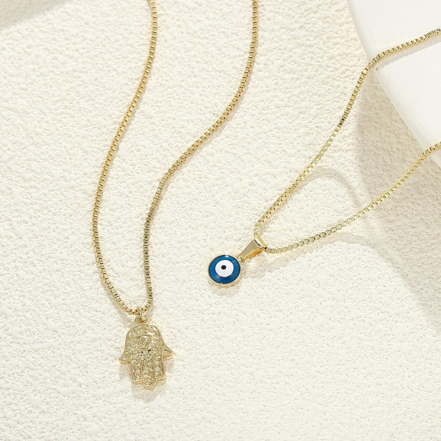 Evil Eye Necklace: 14K Gold Plated Blue CZ Diamond Boho Pendant for Women, Protection Gift