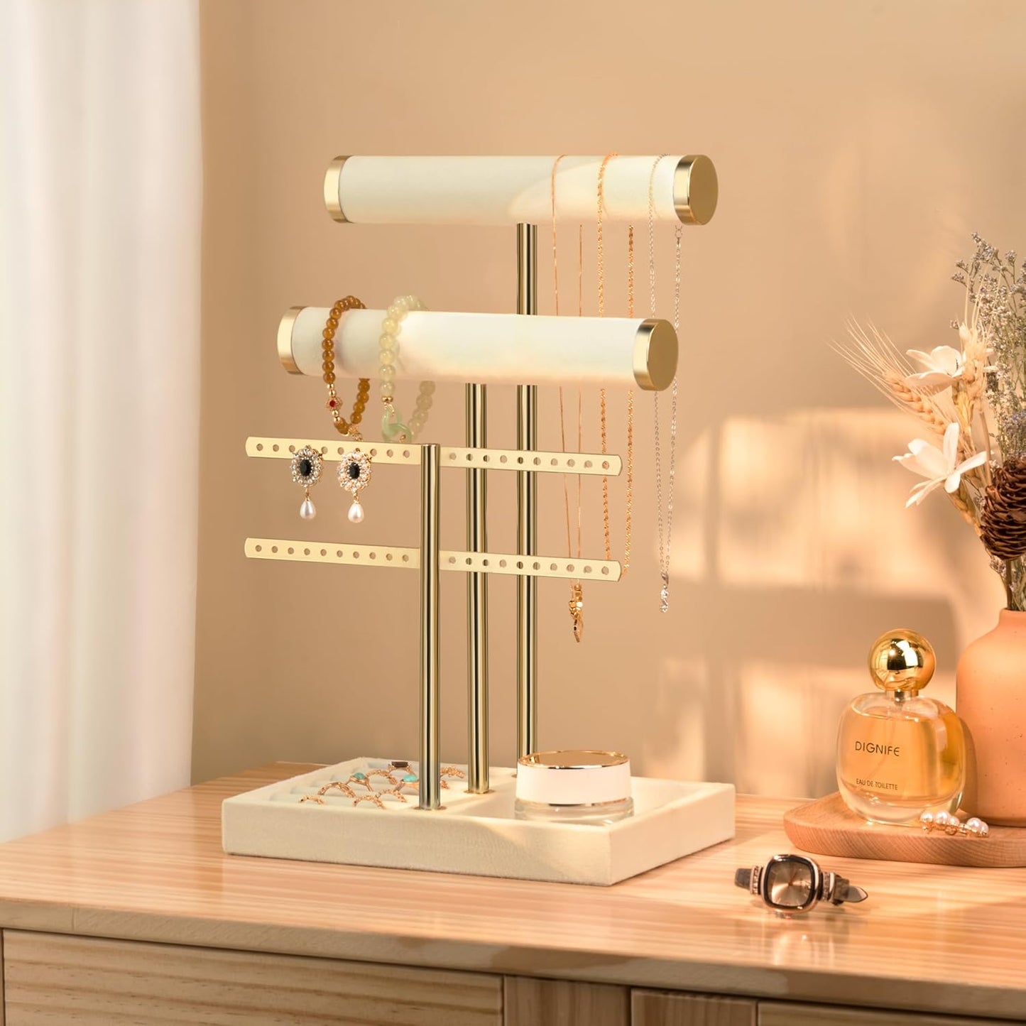3 Tier Bracelet Holder Display - Detachable T Bar Bracelet Holder, Jewelry Holder Organizer