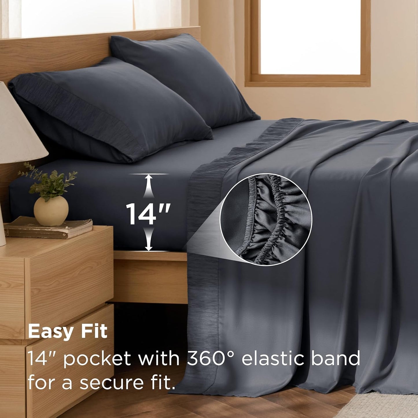 King Size Sheets Set - 4 count Soft King Sheets - Breathable & Cooling - Hotel Luxury