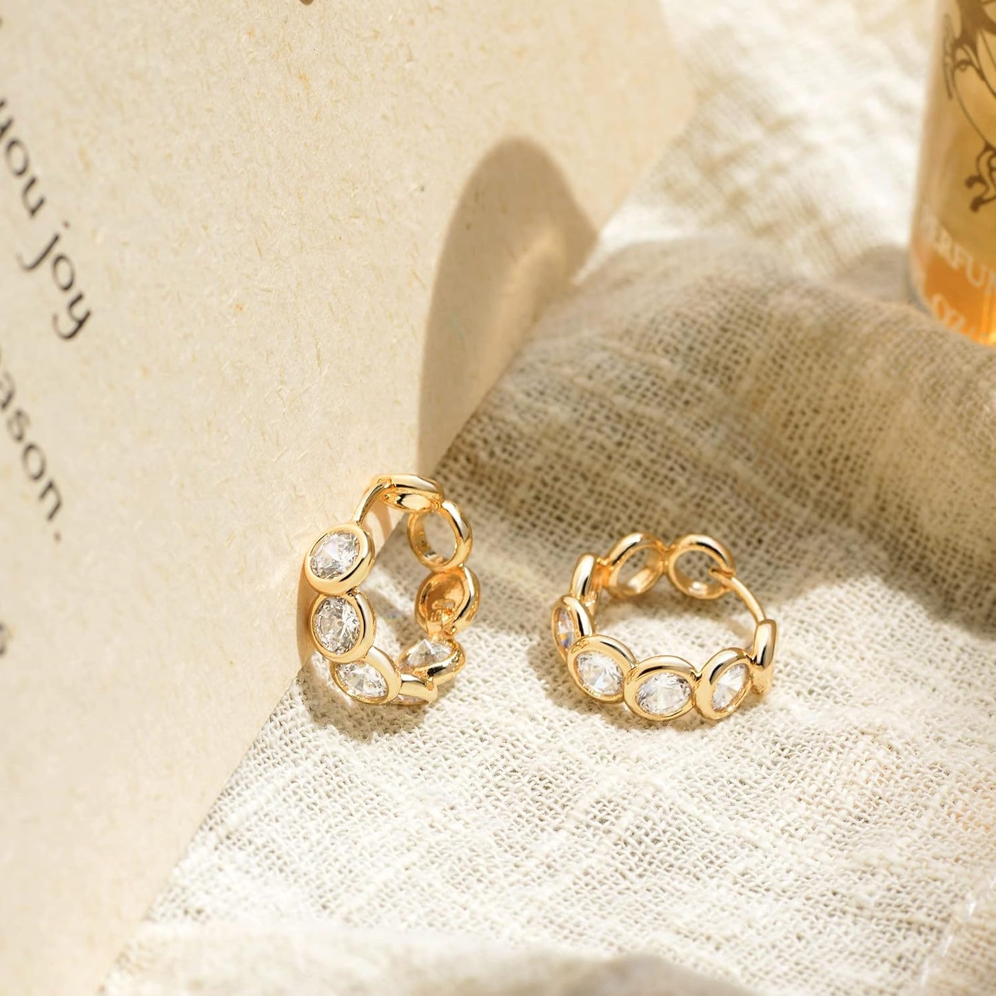 Cubic Zirconia Huggie Earrings 14k Gold Plated Tiny Earrings Small Huggie Hoop Earrings Simple Lightweight Hoops Gift for Women