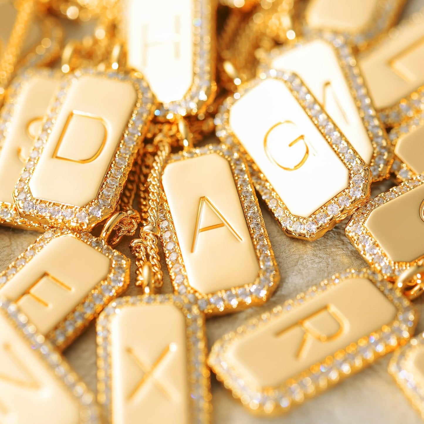 14K Gold Plated Initial Necklace - Layered Name Choker for Women, Trendy Dainty Jewelry Gift