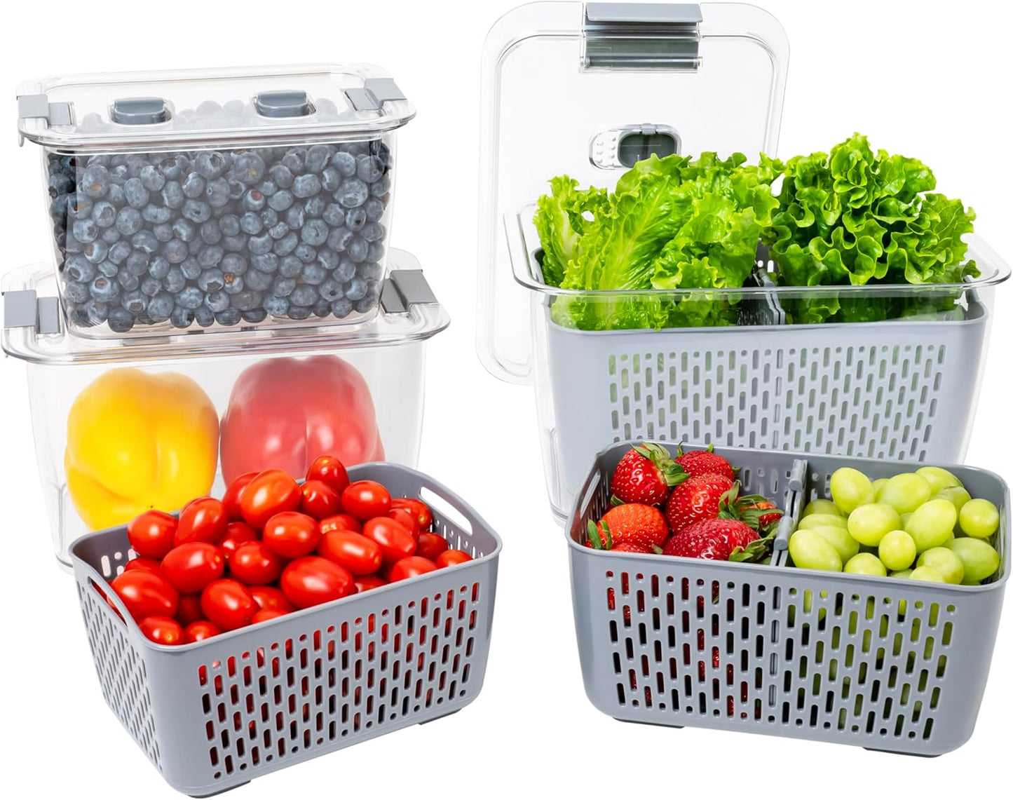Kitchen Spaces Colander Bin, Produce Saver, Fridge Organizer With Lid, Wash, Strain and Store