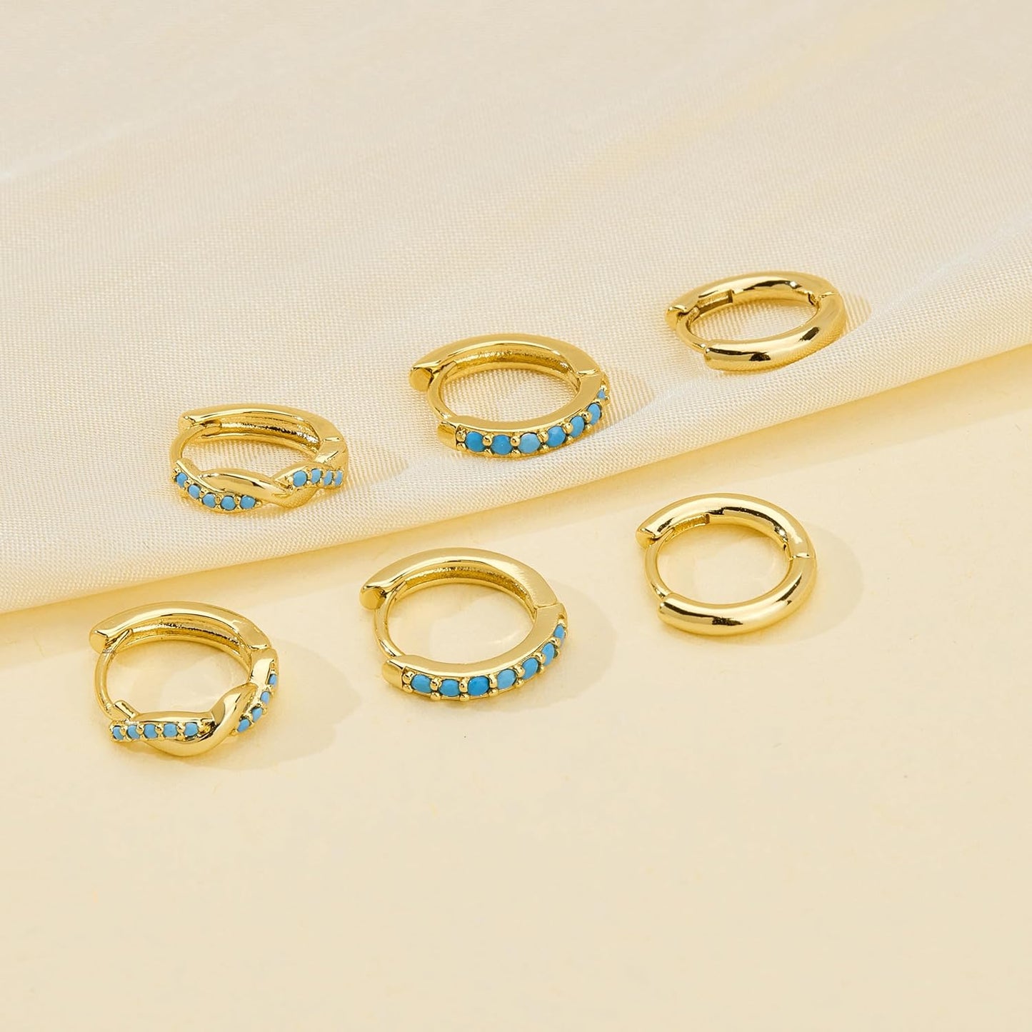 Inerney Gold Huggie Hoop Earrings Set for Women, Dainty Small Sterling Silver Earring Stacks Hypoallergenic Jewelry for Multiple Piercings