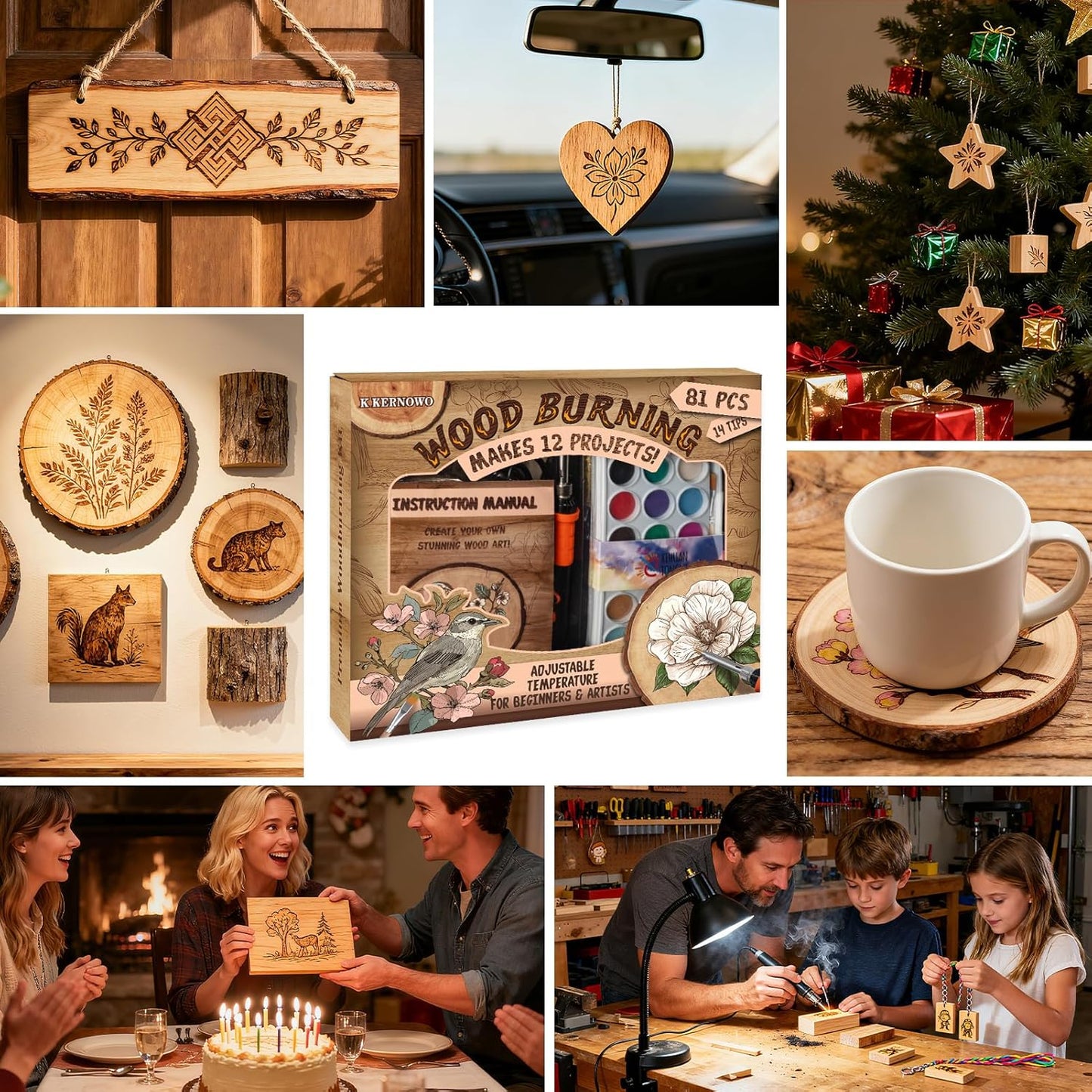 OMOMMD Wood Burning Kit - 81Pcs All-in-One Wood Burning Tool Pen Adjustable Temperature Wood Burner Kit Crafts Gifts for Adults & Teens, Woodburning Kits for Beginner Pyrography