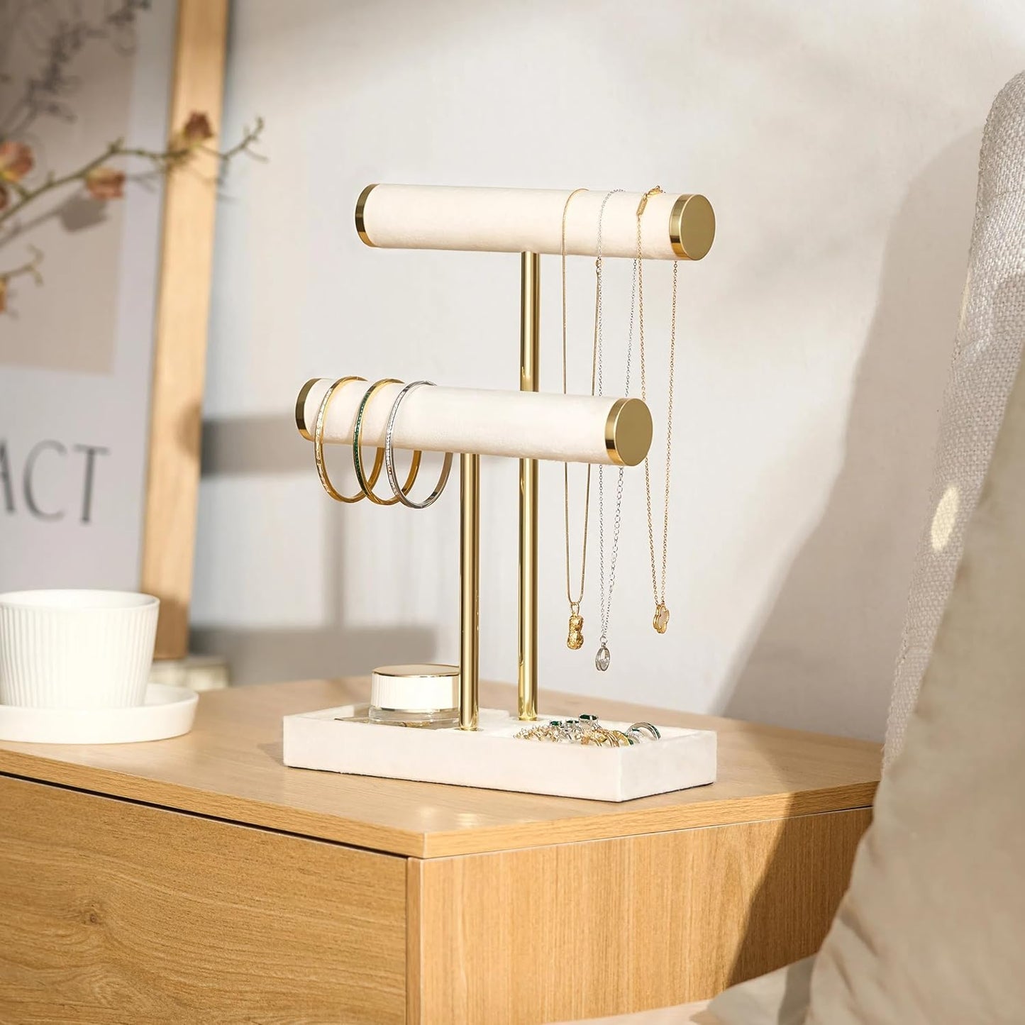 2 Tier Bracelet Holder Display - Detachable T Bar Bracelet Holder, Jewelry Holder Organizer