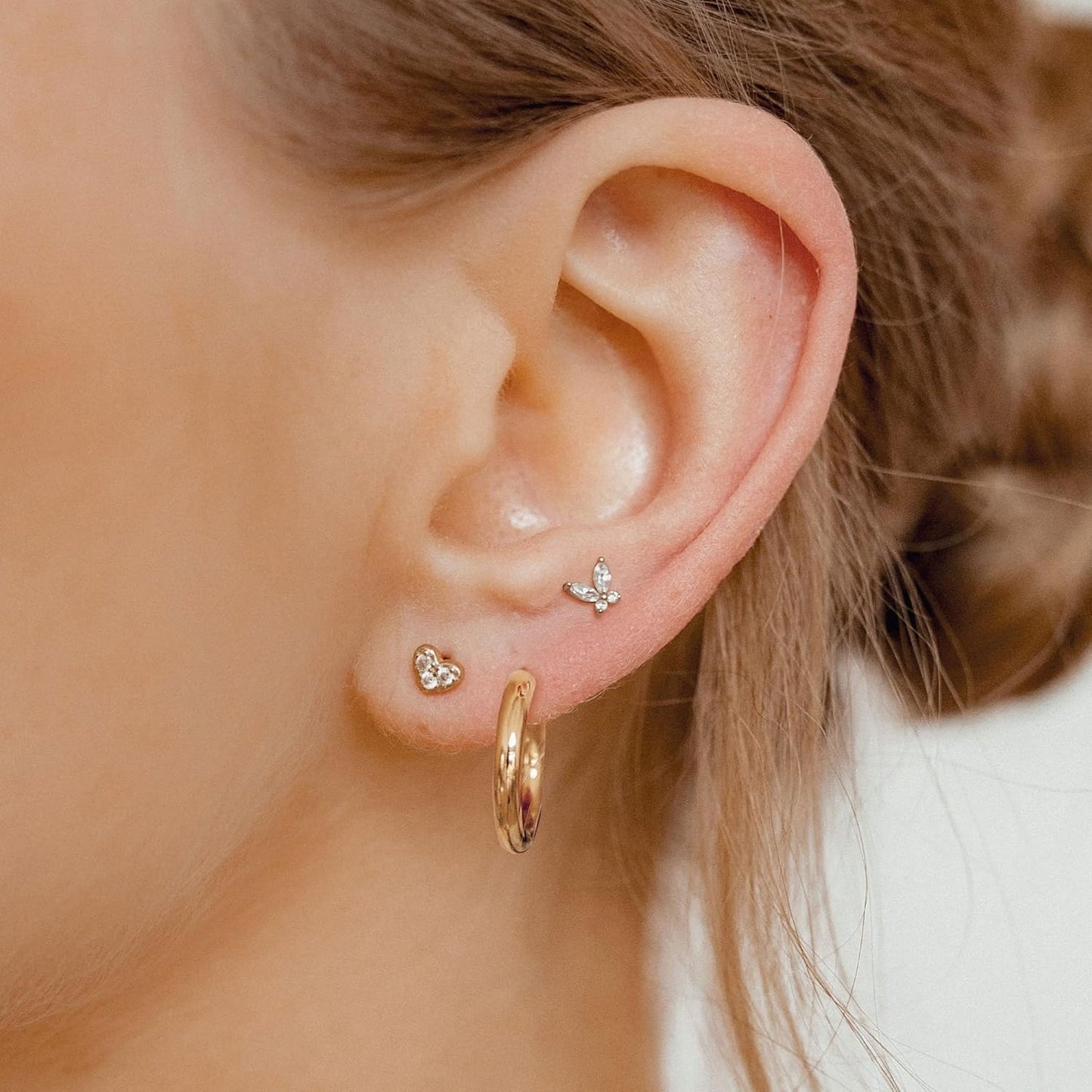 Gold Earrings for Women, 14k Gold Plated Dangle Huggie Earrings for Women Trendy Dainty Gold Hoop Earring Stacks  Pearl Chain Drop Cartilage