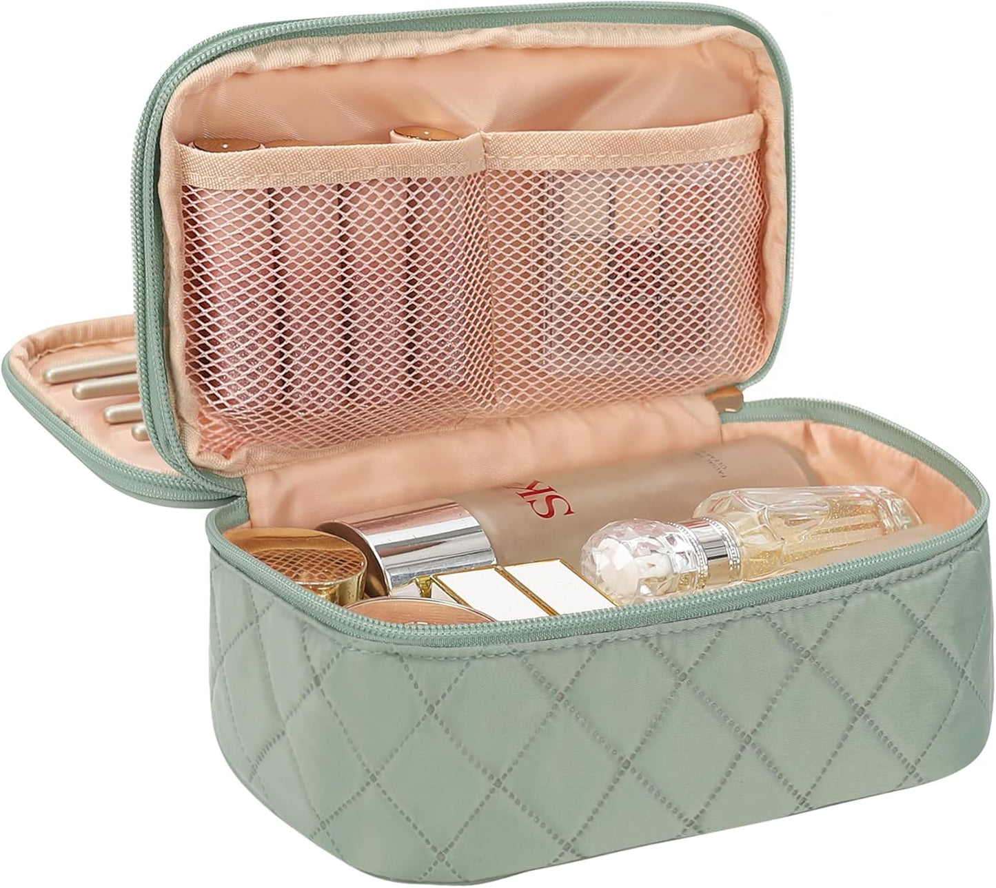 Small Makeup Bag for Women, Travel Cosmetic Bag, 2 Layers Waterproof Makeup Organizer Storage