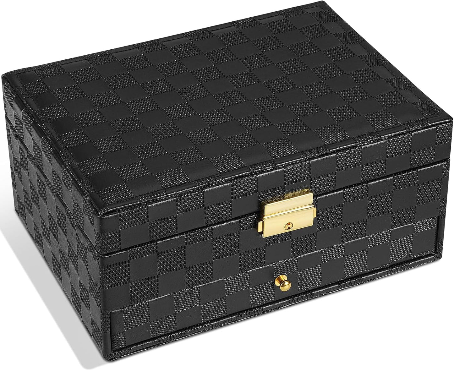 Jewelry Box - Large PU Leather Jewelry Organizer Storage Case with Two Layers Display