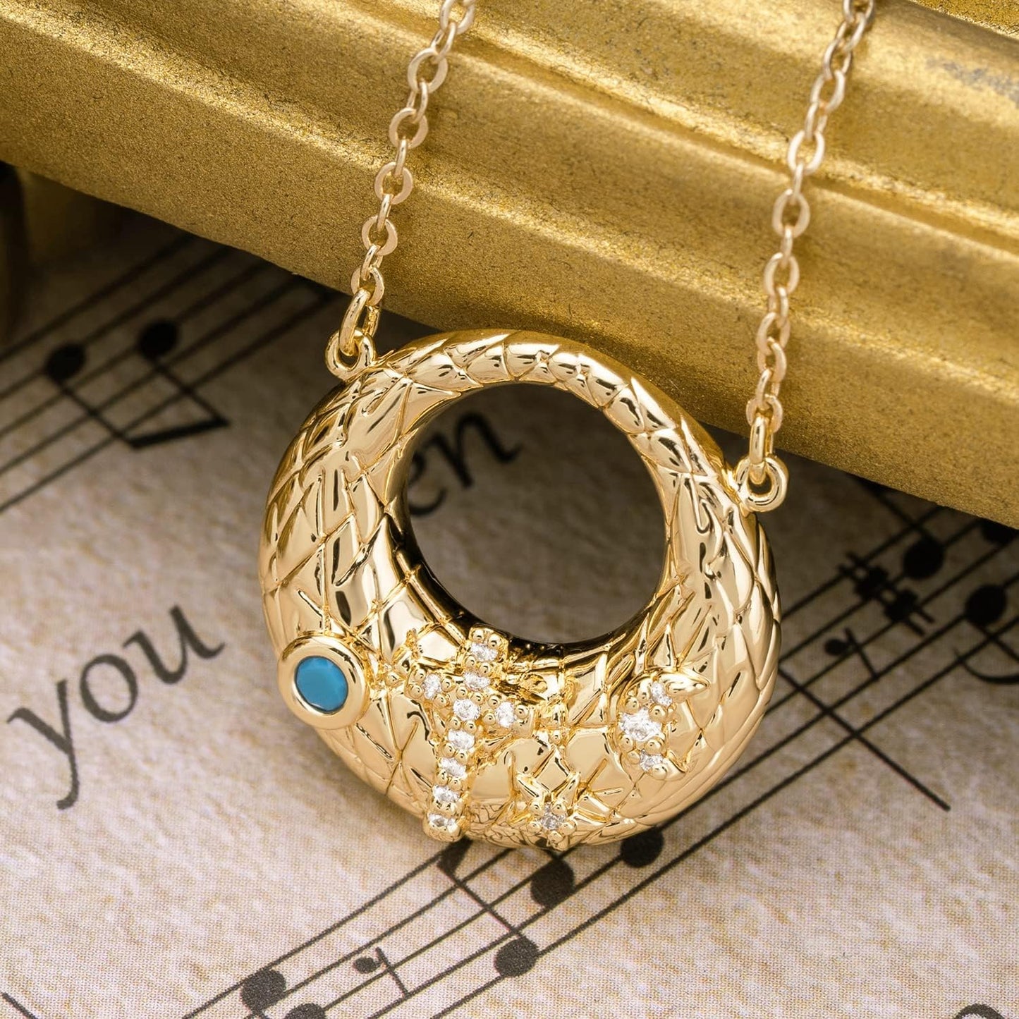 Gold Pendant Necklace for Women 14K Gold Plated Dainty Gold Necklace Simple Delicate Jewelry