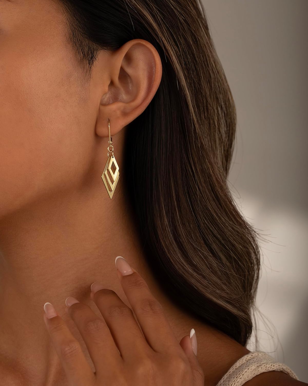 Gold Dangle Earrings for Women, 14K Gold Plated LightweightTeardrop Drop Earrings, Trendy Leverback Minimalist Jewelry for