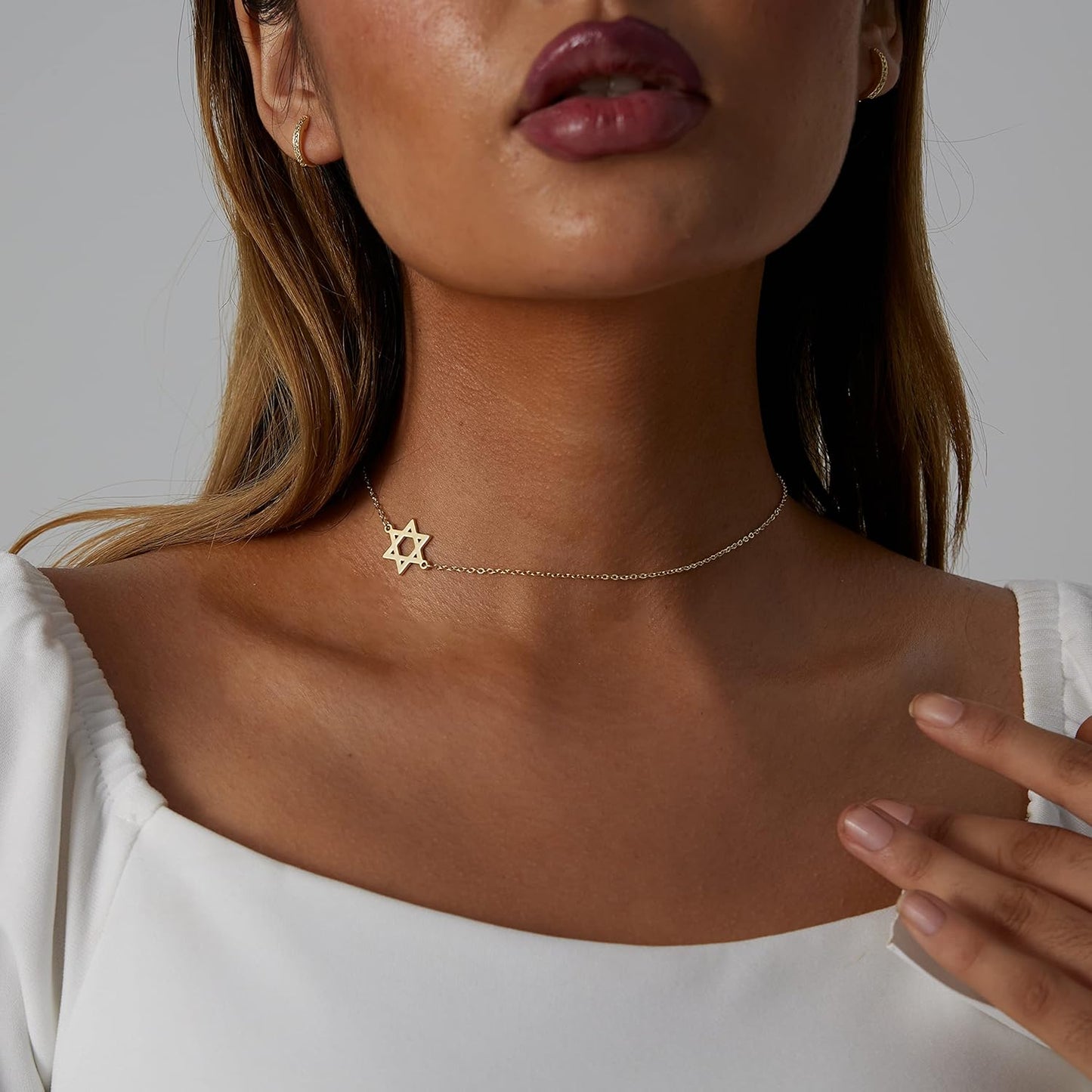 ASCOMY Dainty Gold Pendant Necklace 14k Gold Plated Delicate Tiny Love Heart Star CZ Leaf Pendant Necklace Simple Necklaces Everyday Jewelry for Women