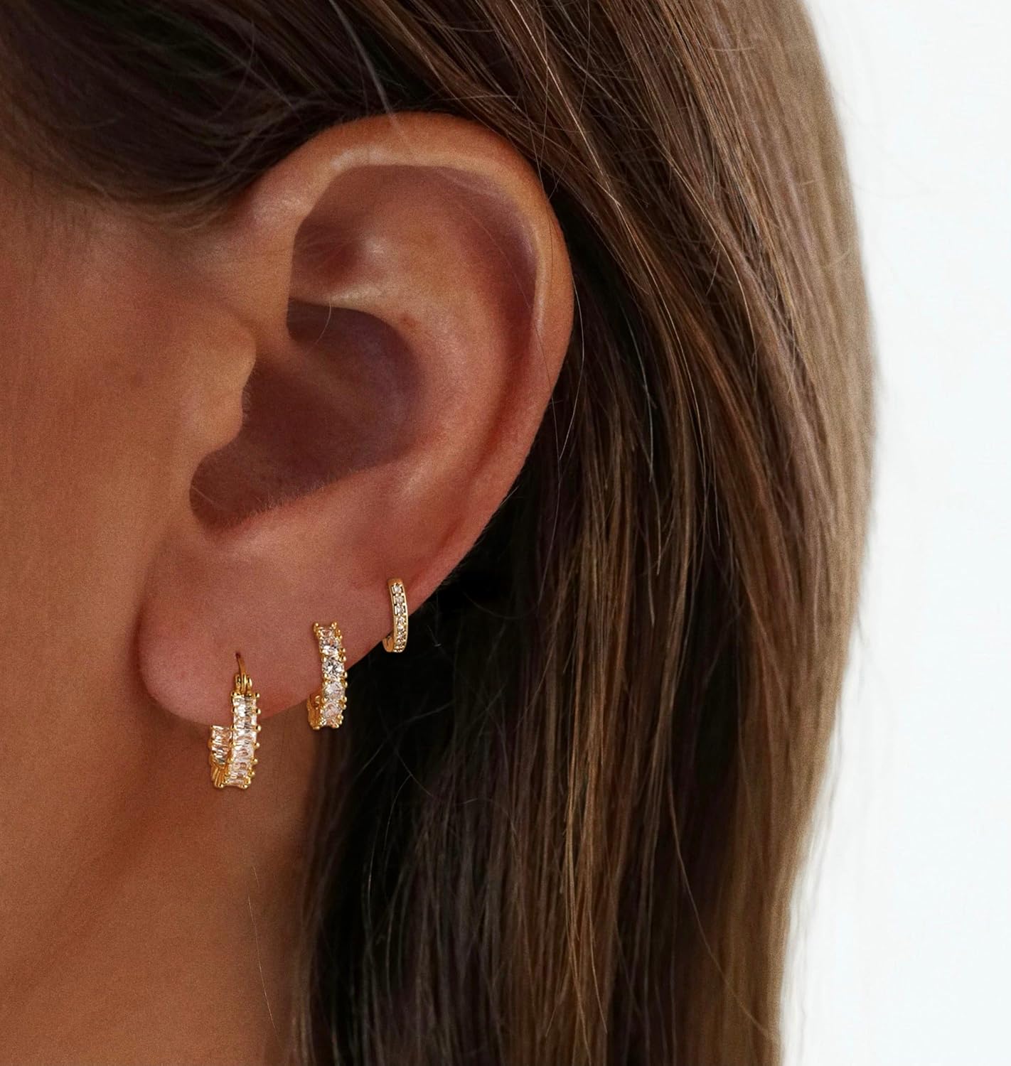 Gold Hoop Earrings for Women Trendy,14K Real Gold Plated Cute Stud Earrings Small Huggie Hoop Earrings non tarnish Jewelry for Women