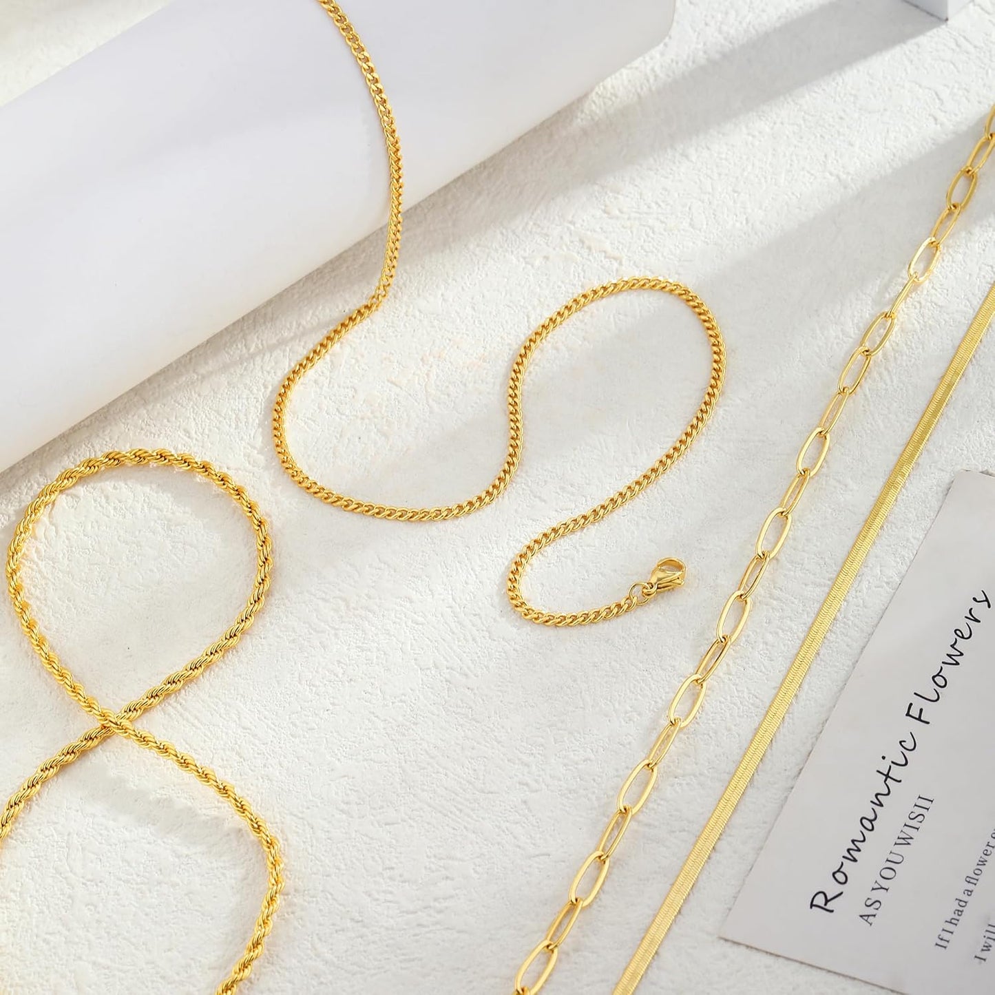 14K Gold/Sterling Silver Layered Necklace Set - Stackable Pendants (Pearl/Cross/Disc) & Chains (Cuban/Paperclip/Snake)